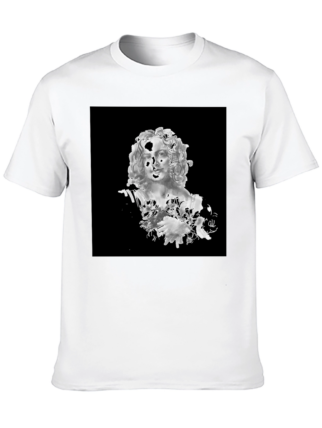 Black T-Shirt with Bust Art Graphic
