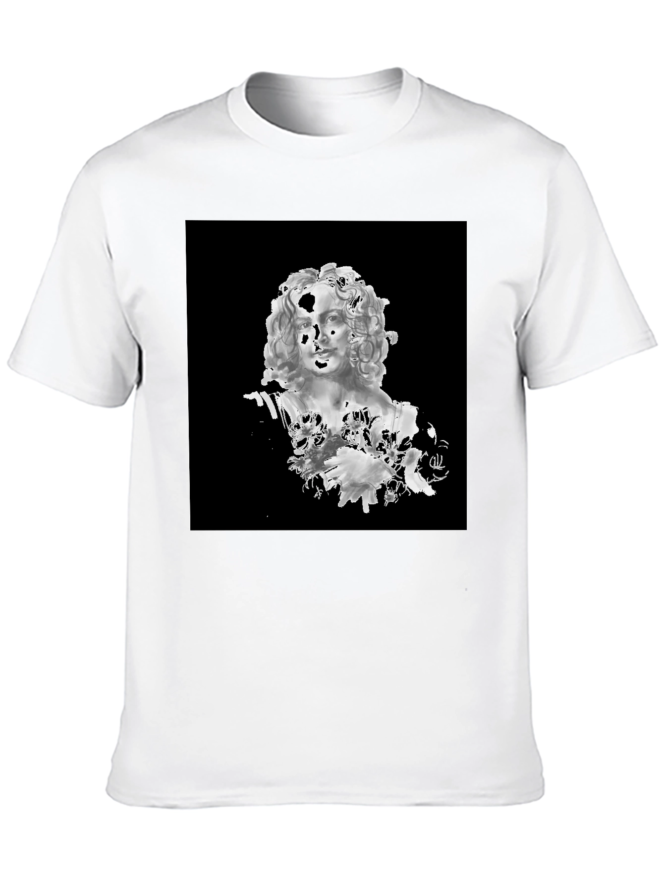 Black T-Shirt with Bust Art Graphic