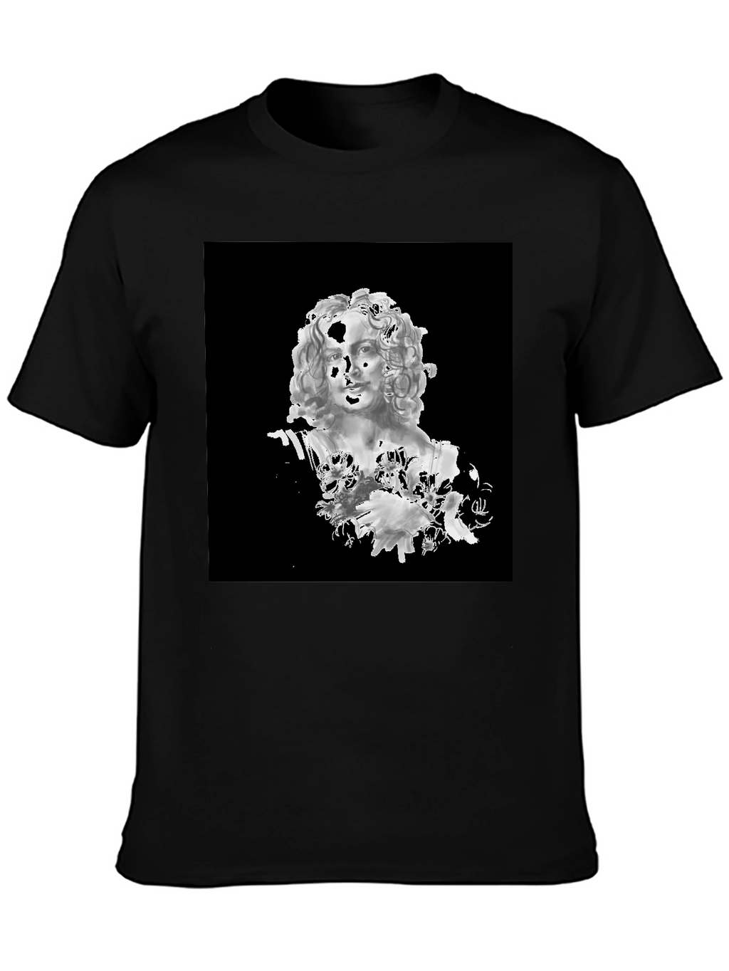 Black T-Shirt with Bust Art Graphic