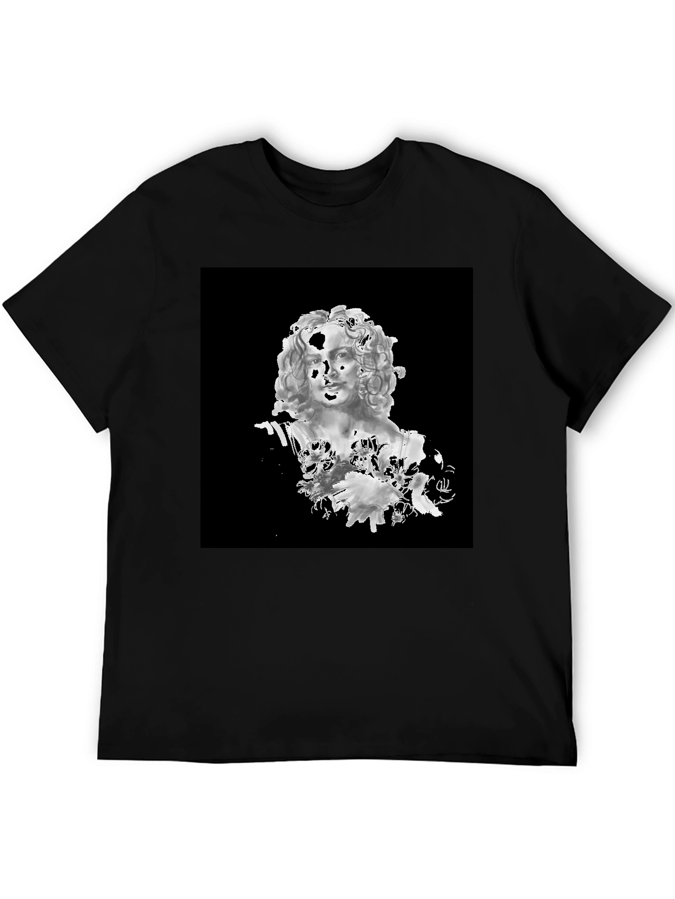 Black T-Shirt with Bust Art Graphic
