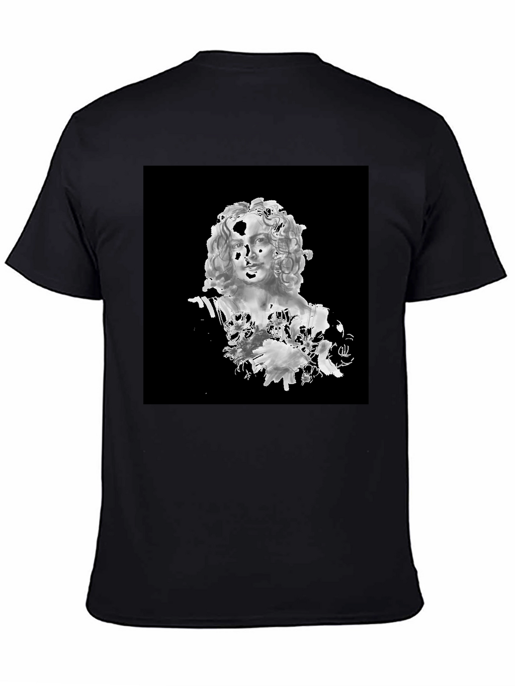 Black T-Shirt with Bust Art Graphic