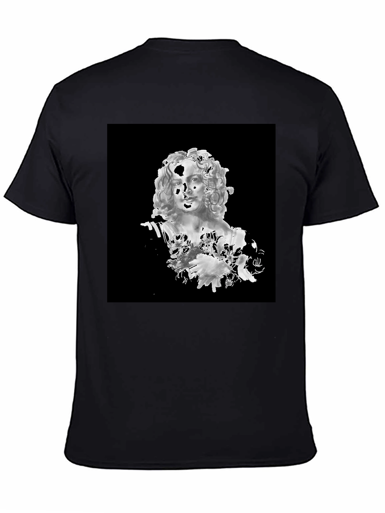 Black T-Shirt with Bust Art Graphic
