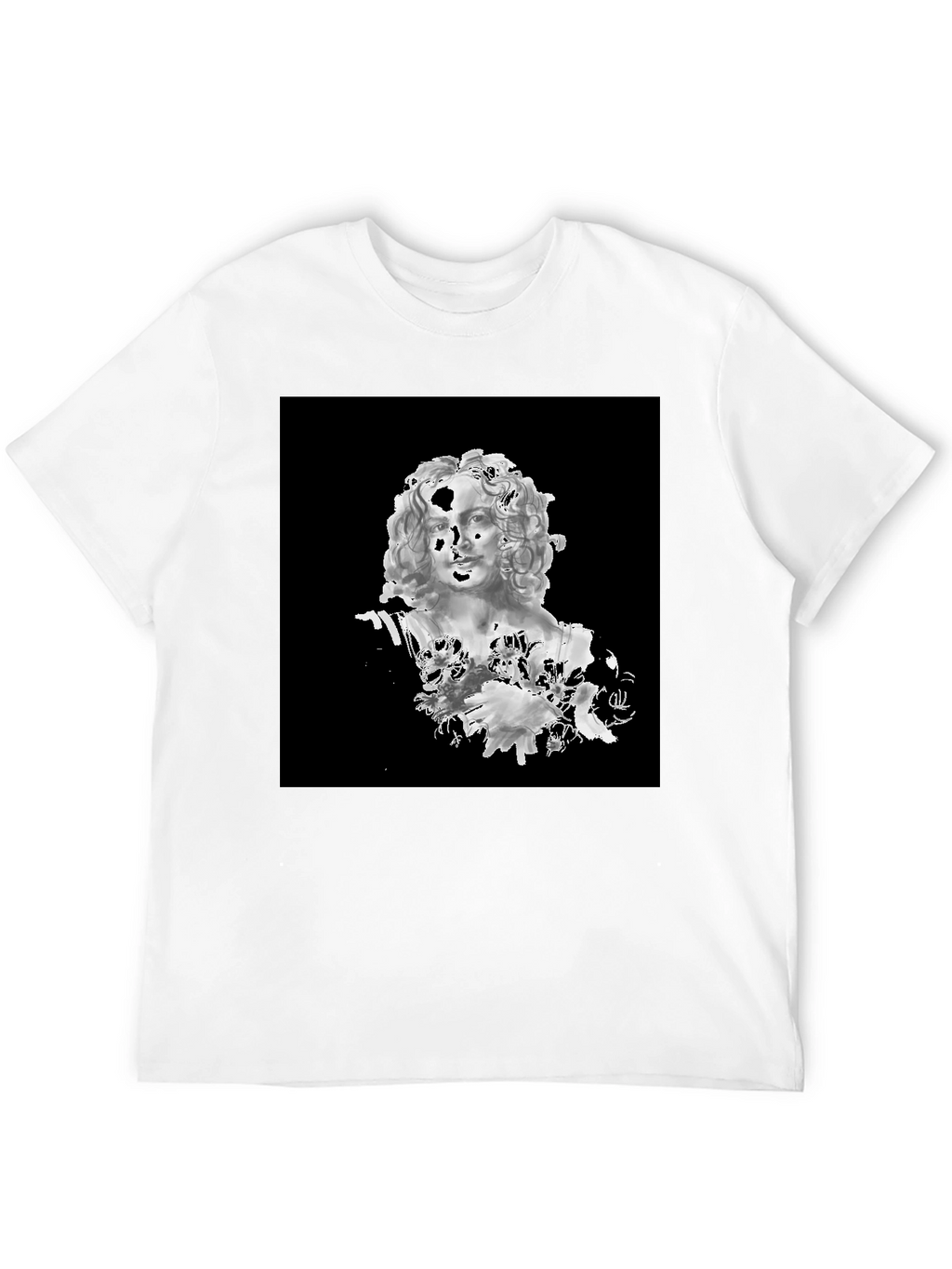 Black T-Shirt with Bust Art Graphic
