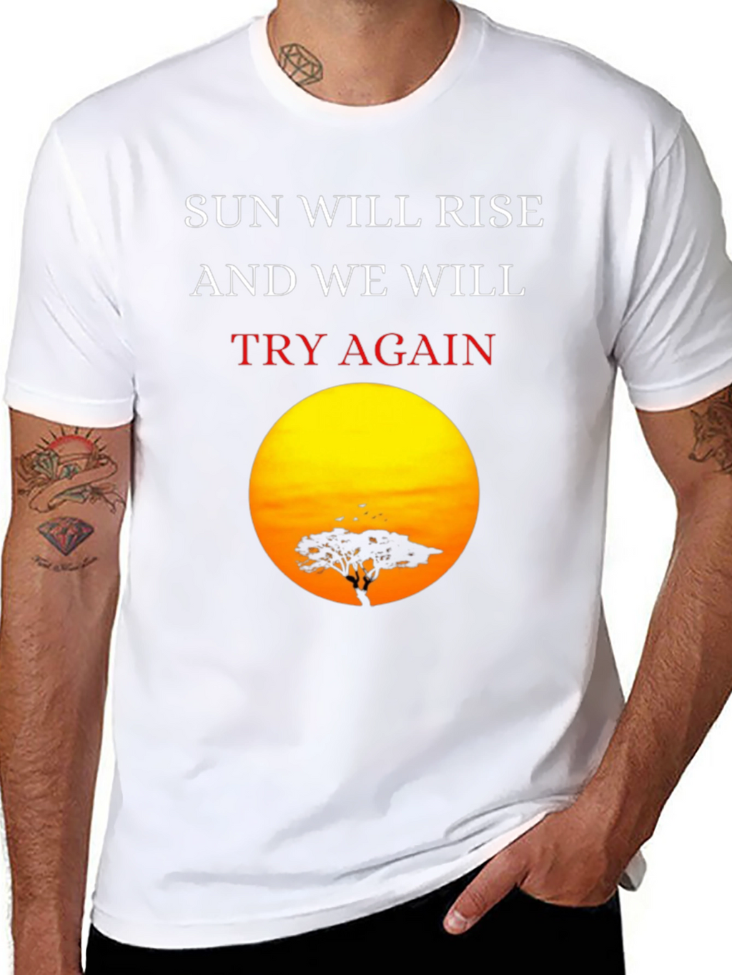 Sunrise Silhouette T-Shirt: Sun Will Rise Try Again