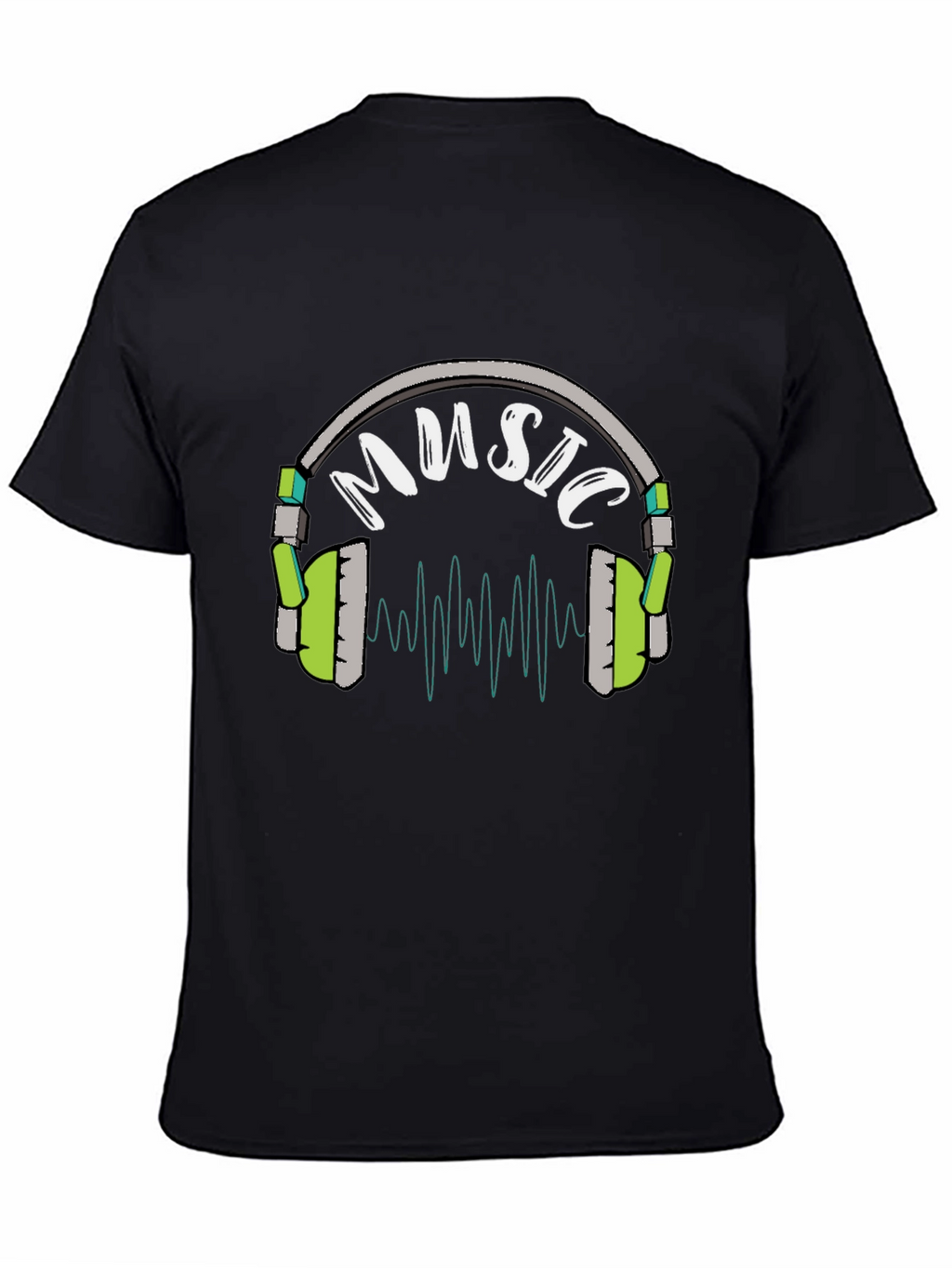 Music Headphone Graphic Black T-Shirt