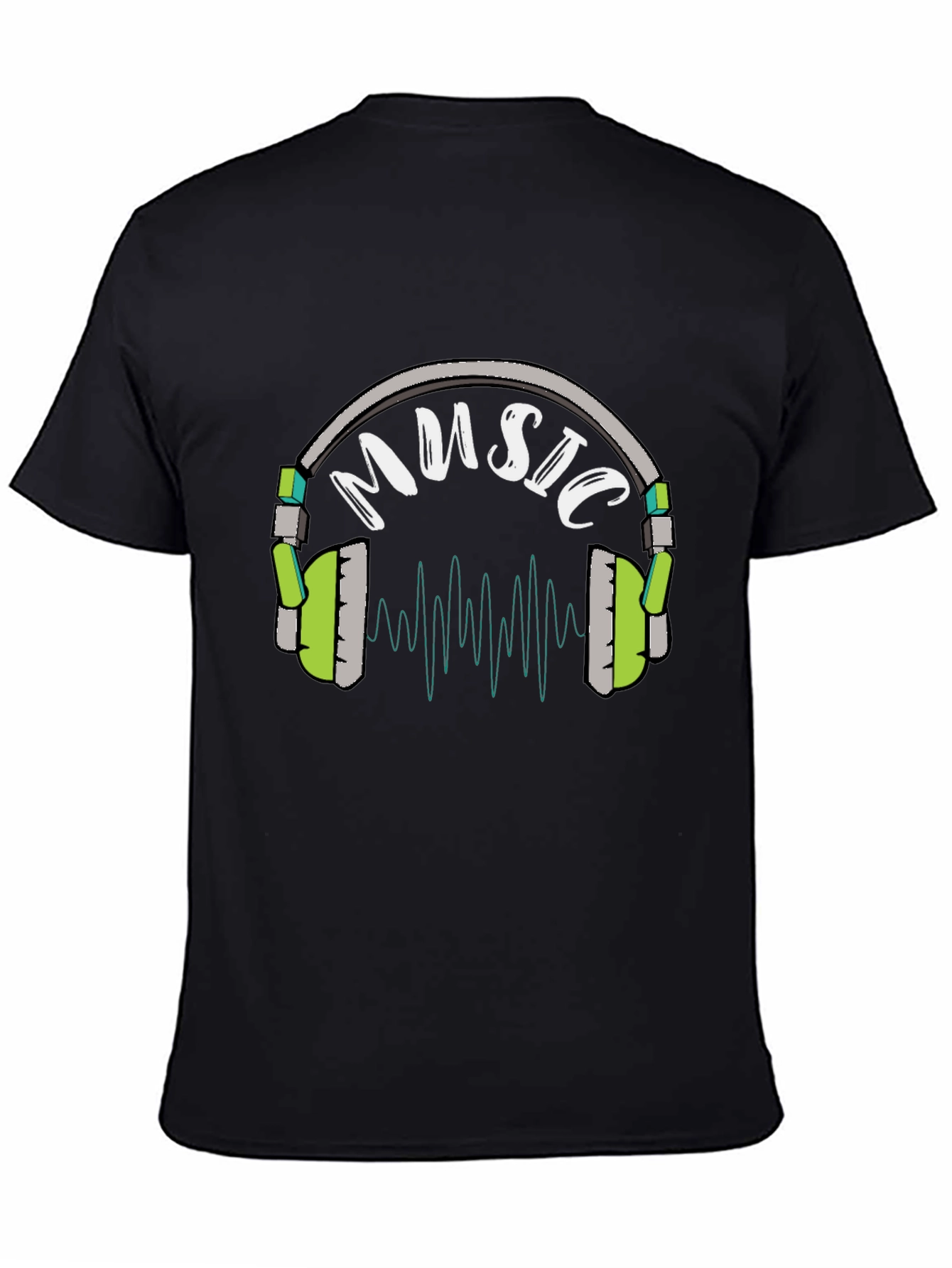 Music Headphone Graphic Black T-Shirt