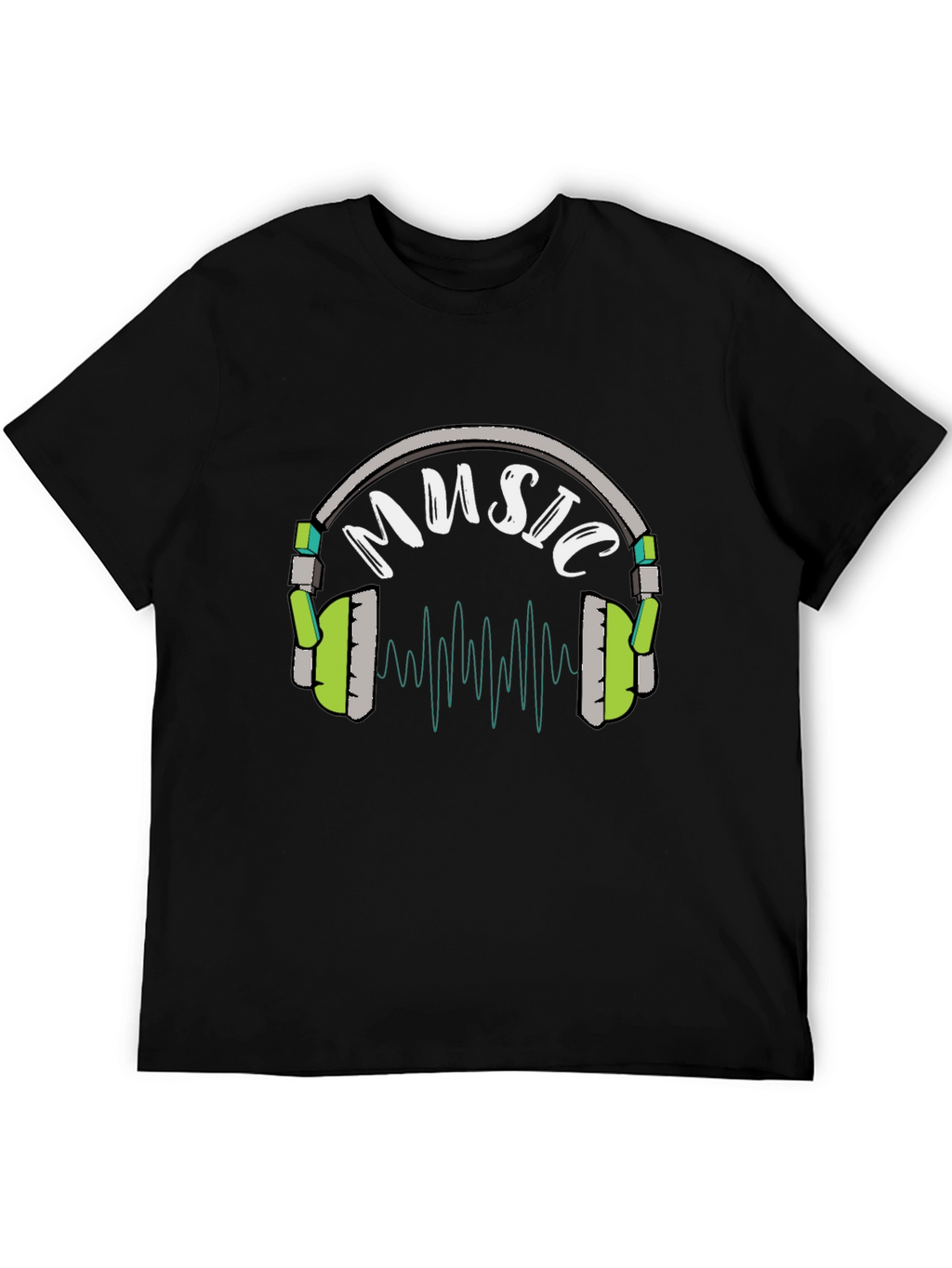 Music Headphone Graphic Black T-Shirt