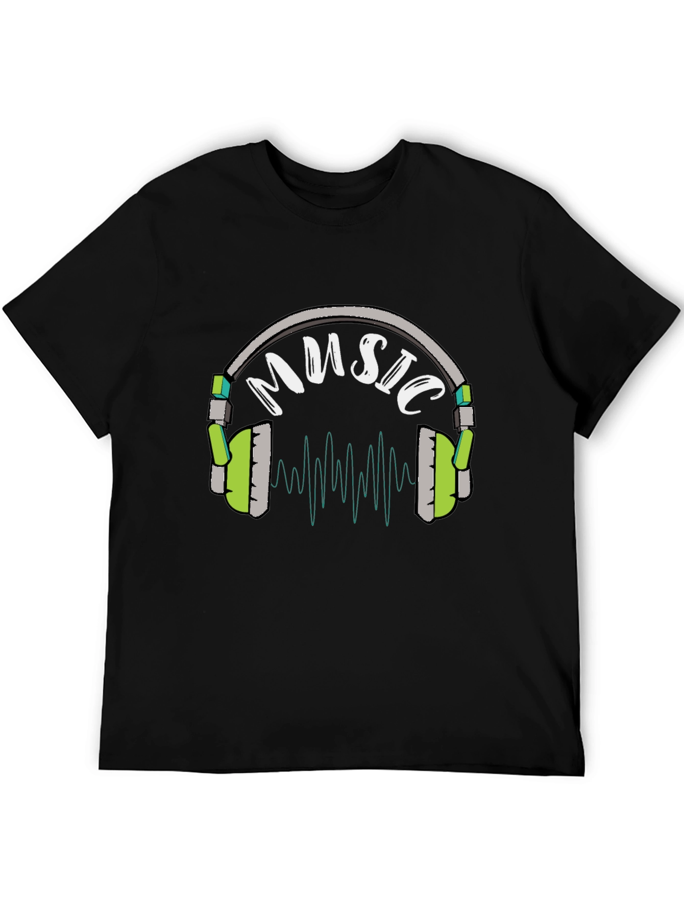 Music Headphone Graphic Black T-Shirt