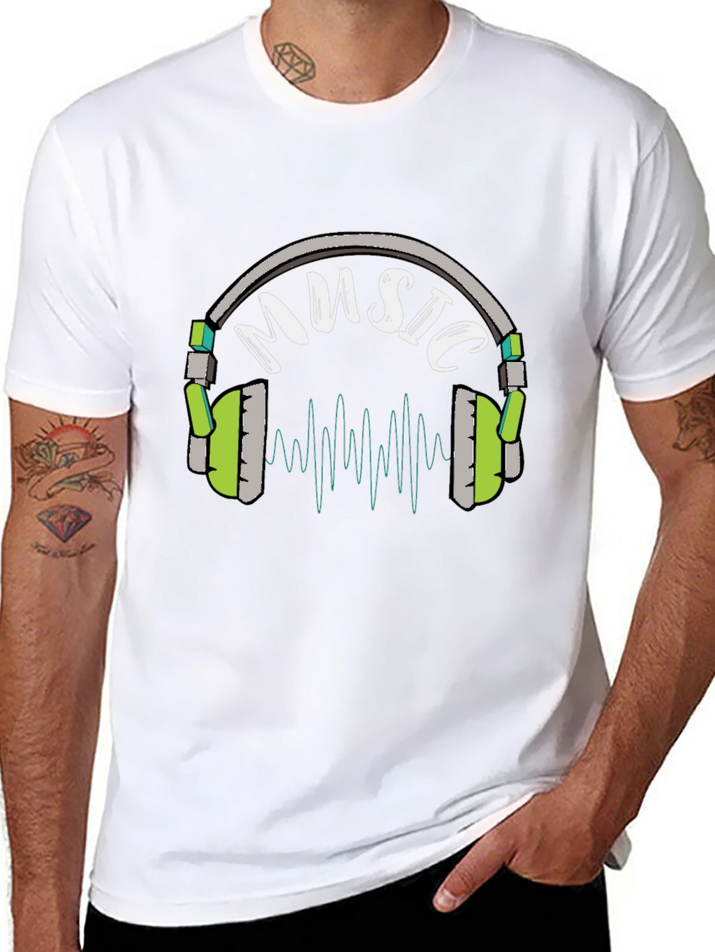 Music Headphone Graphic Black T-Shirt