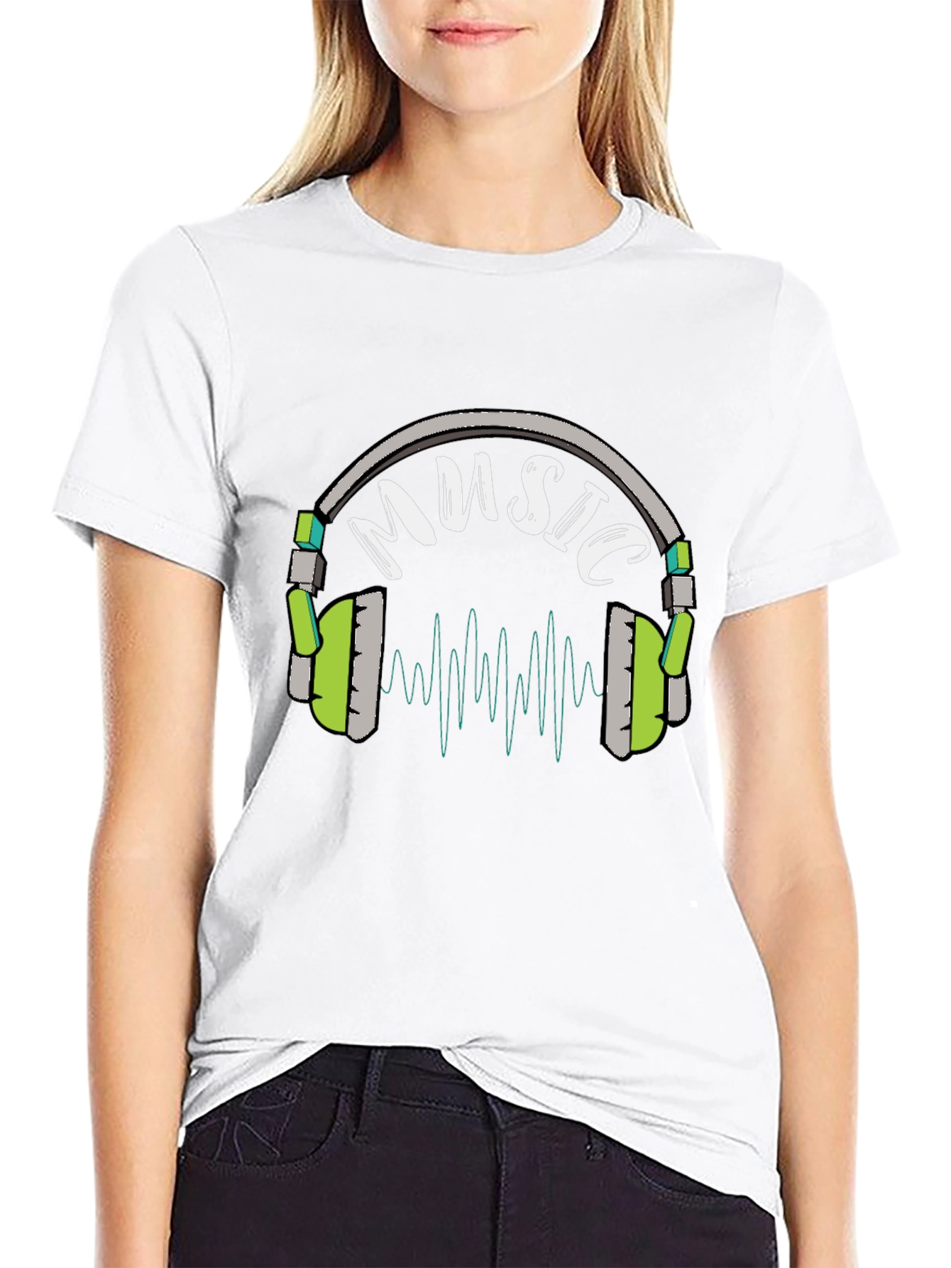 Music Headphone Graphic Black T-Shirt