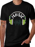 Music Headphone Graphic Black T-Shirt