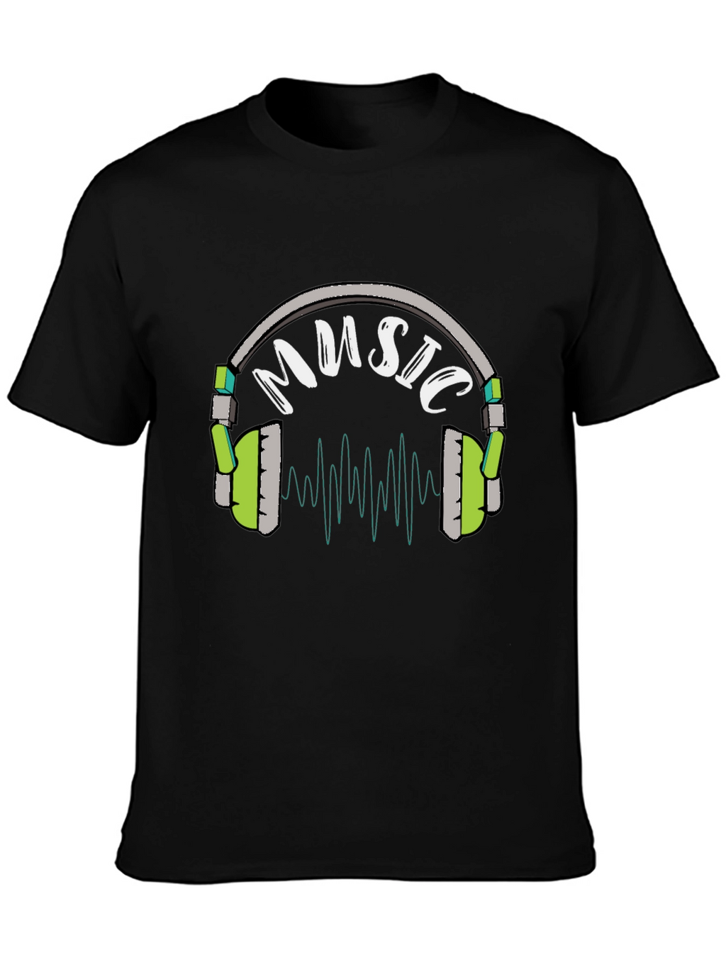 Music Headphone Graphic Black T-Shirt