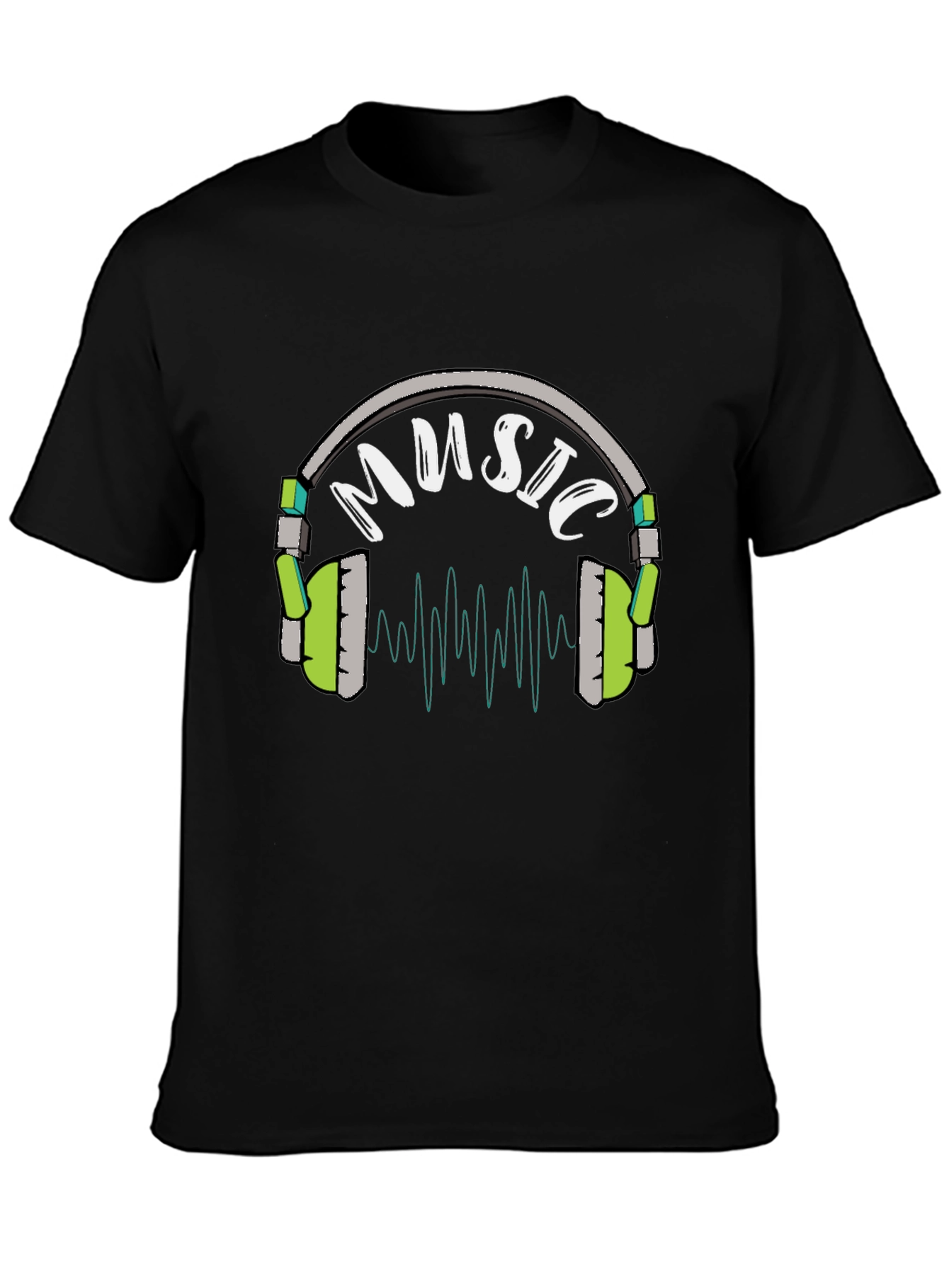 Music Headphone Graphic Black T-Shirt