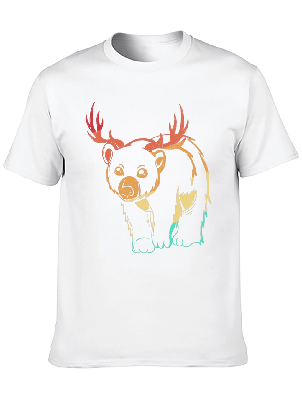 Bear with Antlers Graphic Tee - Black