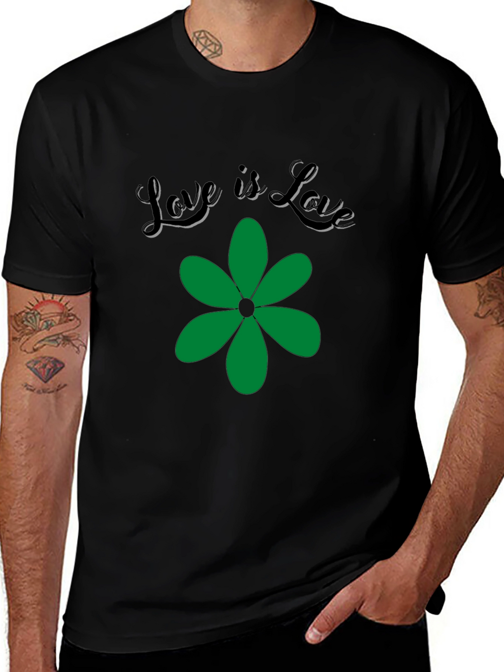 Love is Love Green Flower Graphic T-Shirt