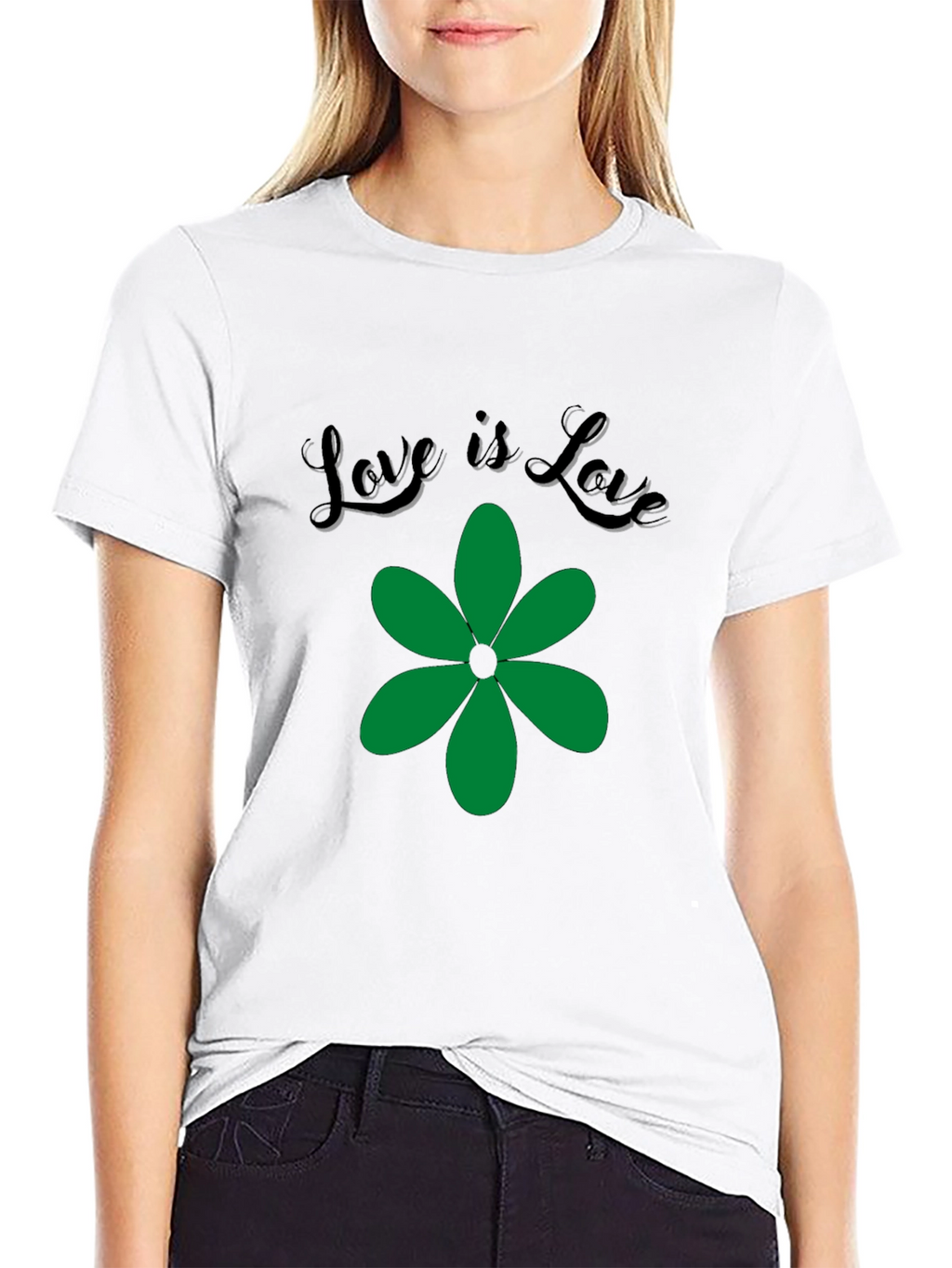 Love is Love Green Flower Graphic T-Shirt