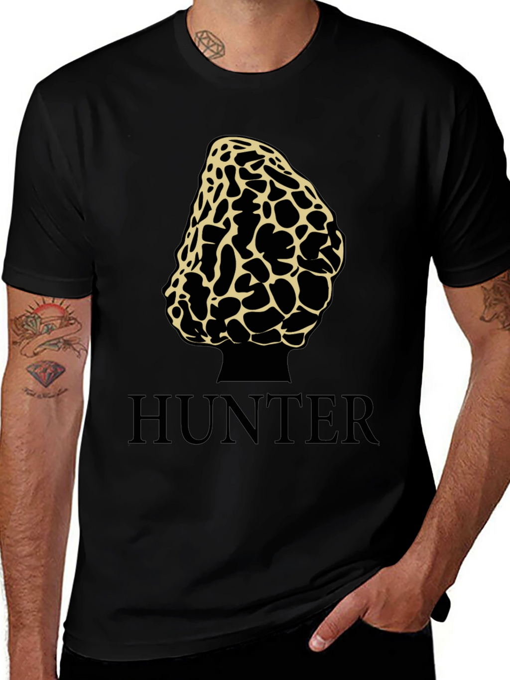 Morel Mushroom Hunter T-Shirt - Black