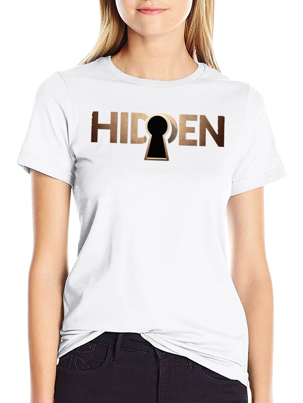 Hidden Keyhole Graphic T-Shirt - Black