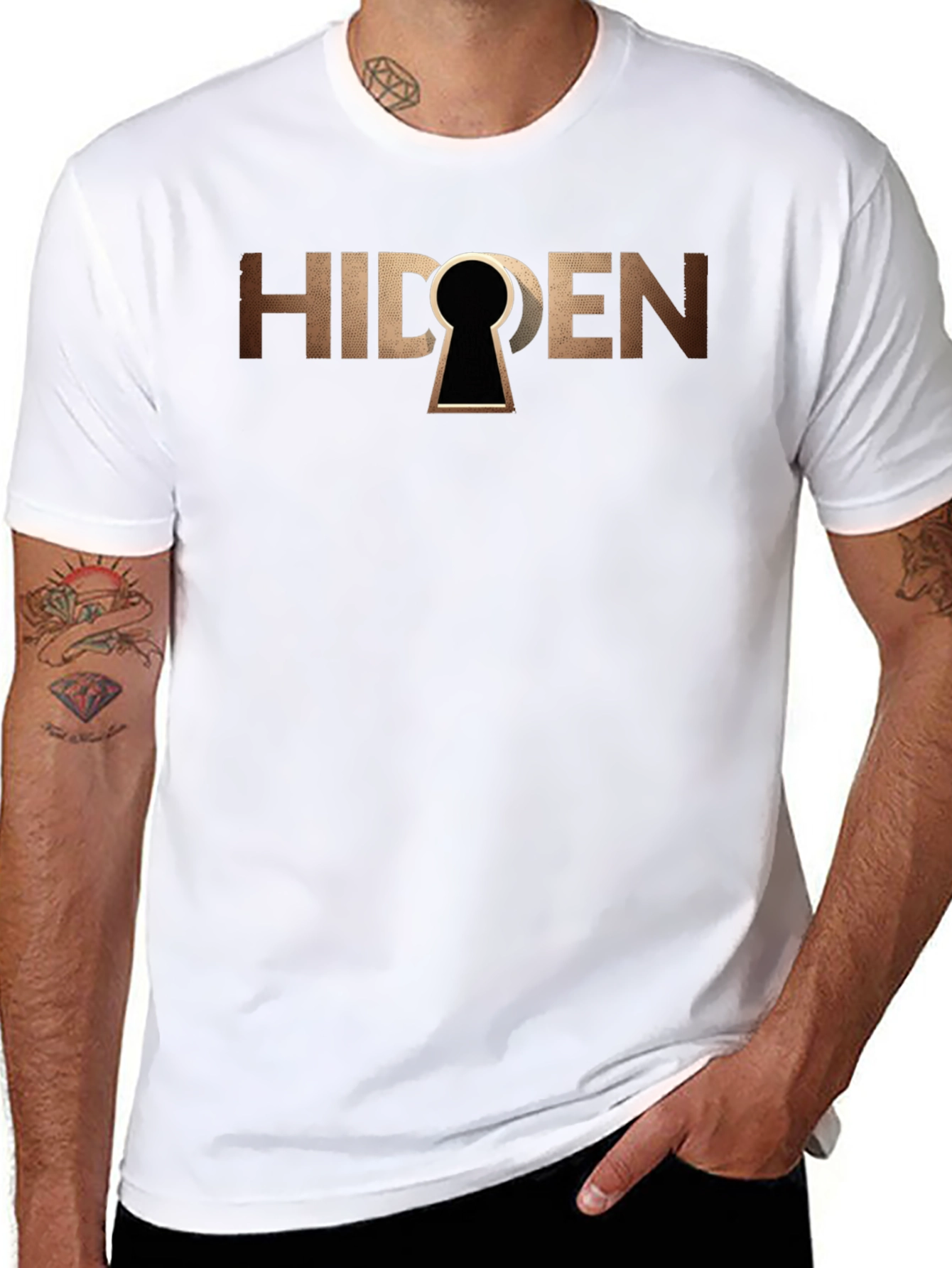 Hidden Keyhole Graphic T-Shirt - Black