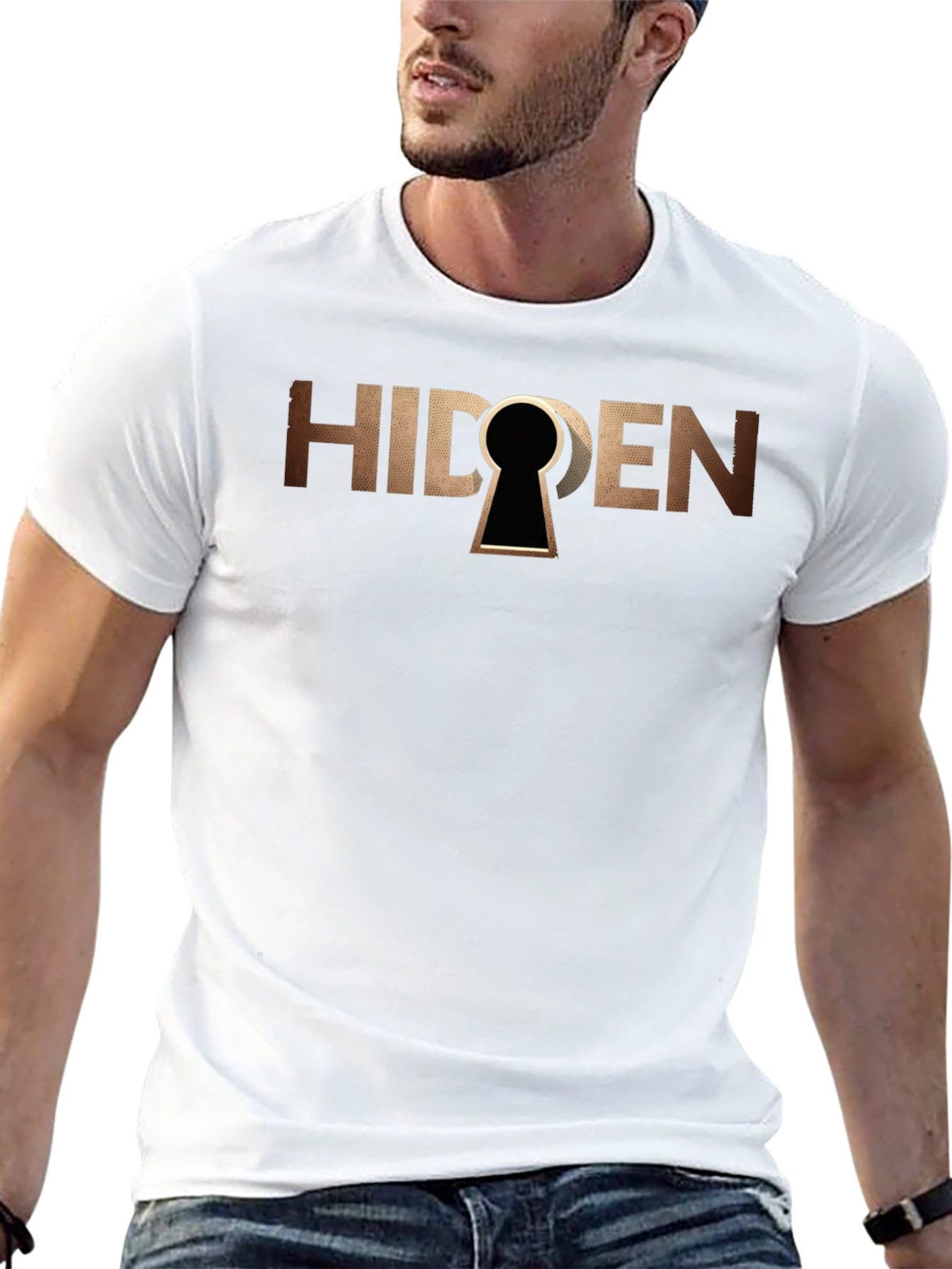 Hidden Keyhole Graphic T-Shirt - Black