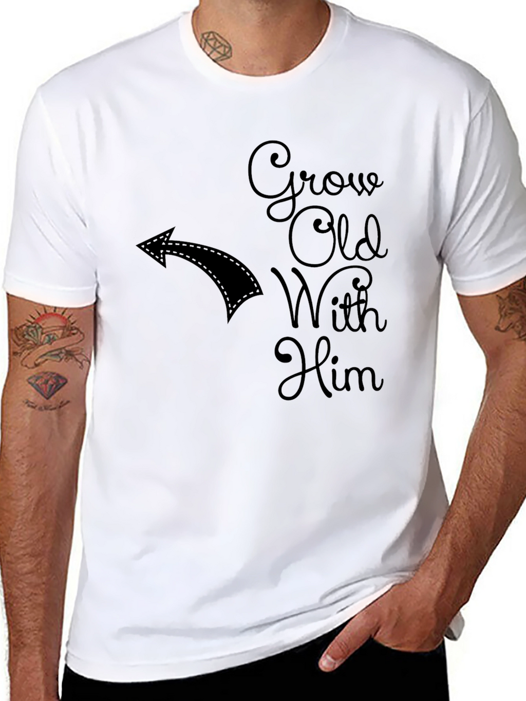 Grow Old With Him T-Shirt Couples Matching Tee