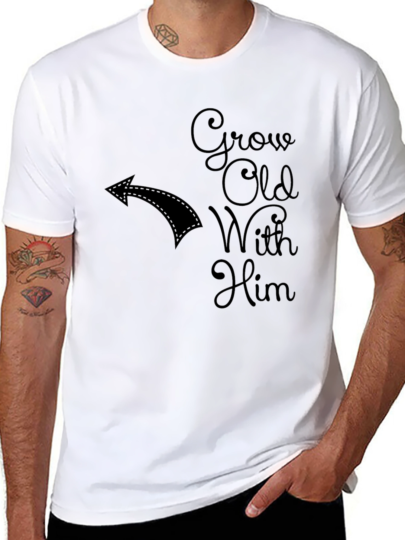 Grow Old With Him T-Shirt Couples Matching Tee
