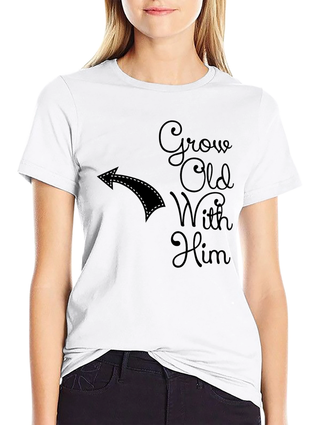 Grow Old With Him T-Shirt Couples Matching Tee