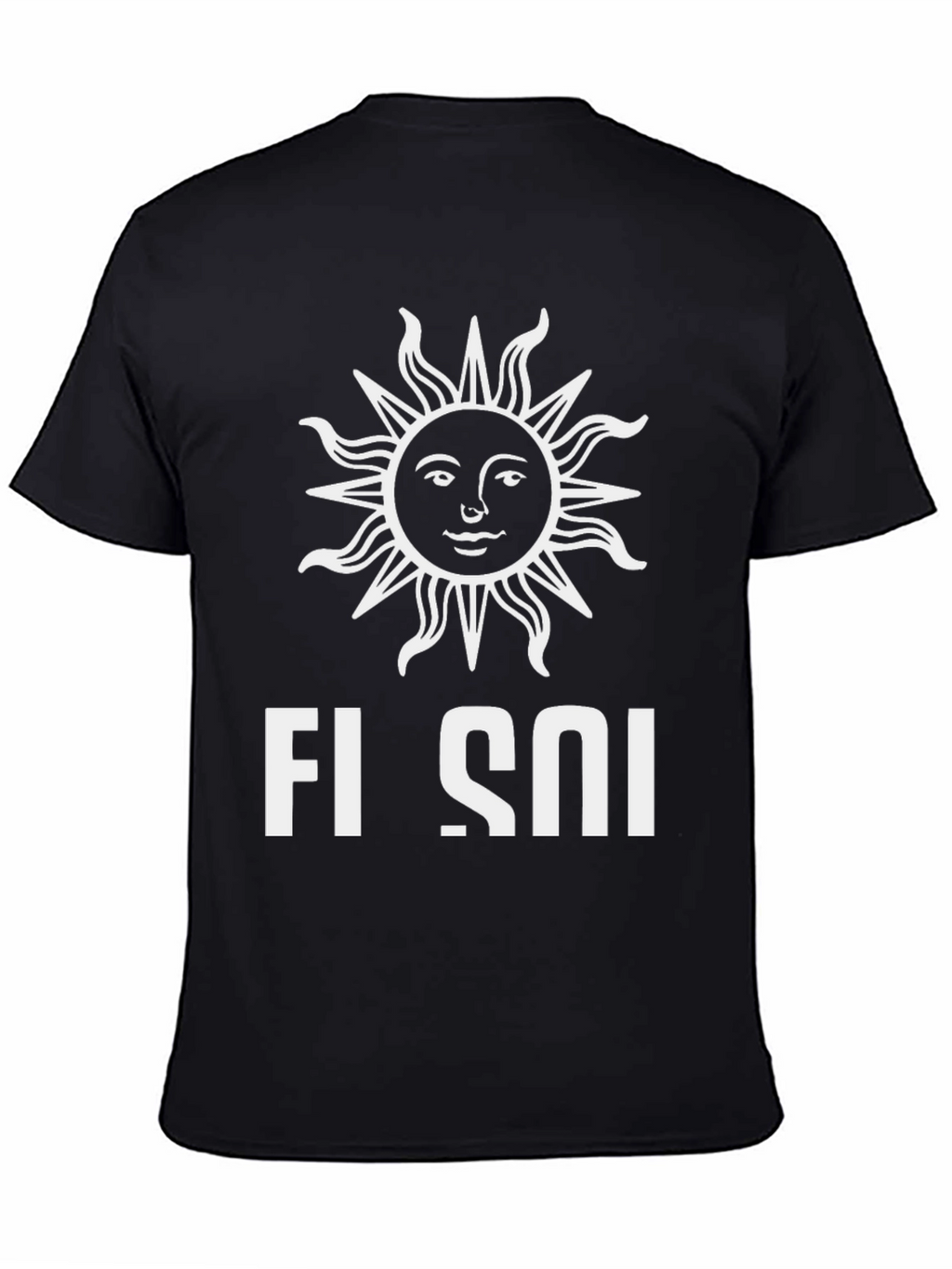 Stylish Black T-Shirt with Sun Graphic Design