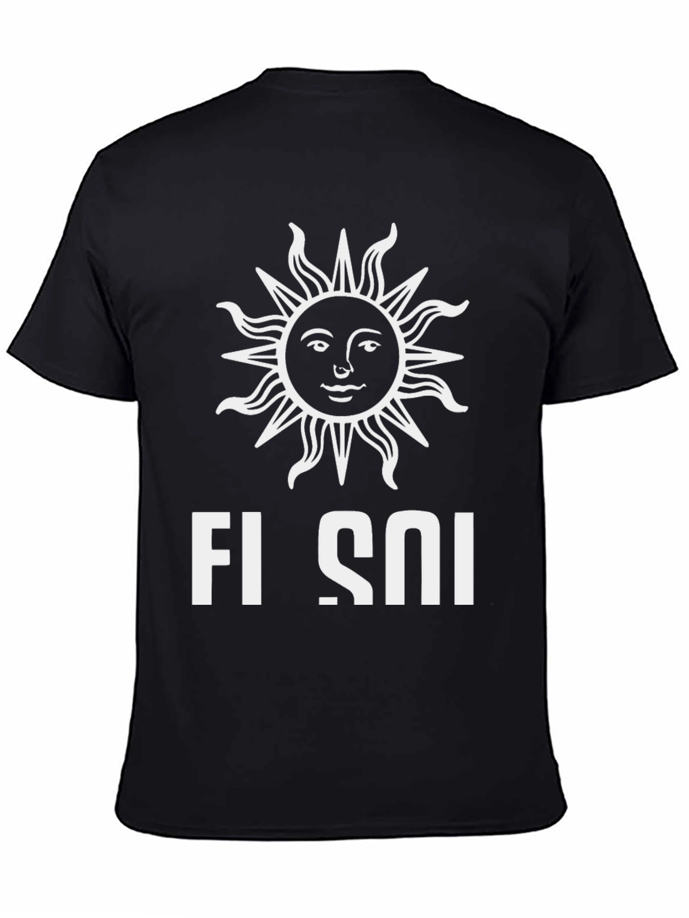 Stylish Black T-Shirt with Sun Graphic Design