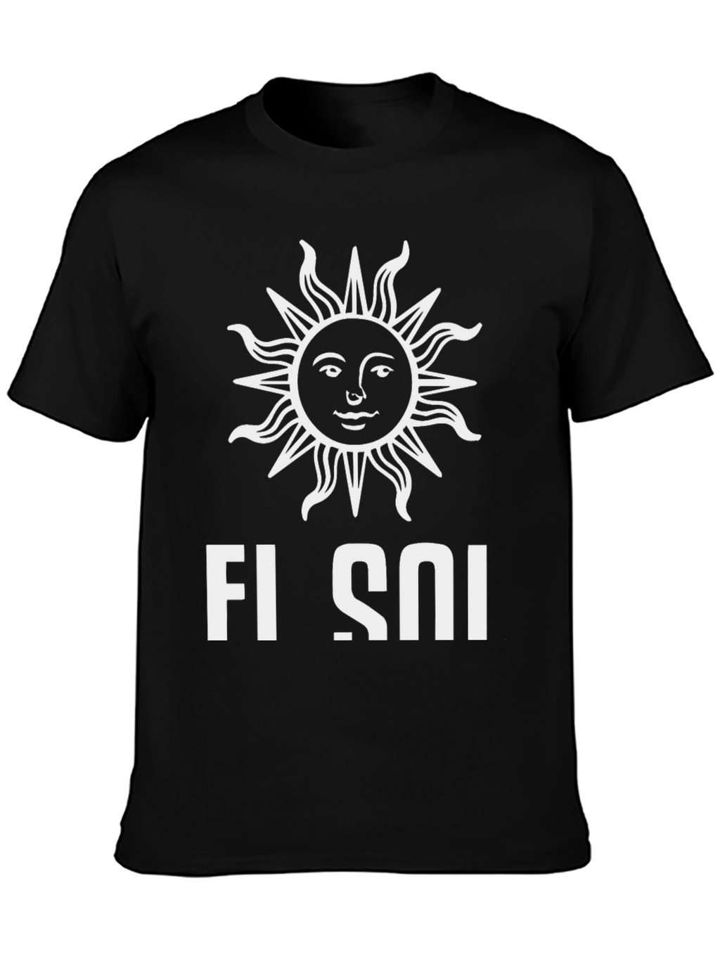 Stylish Black T-Shirt with Sun Graphic Design