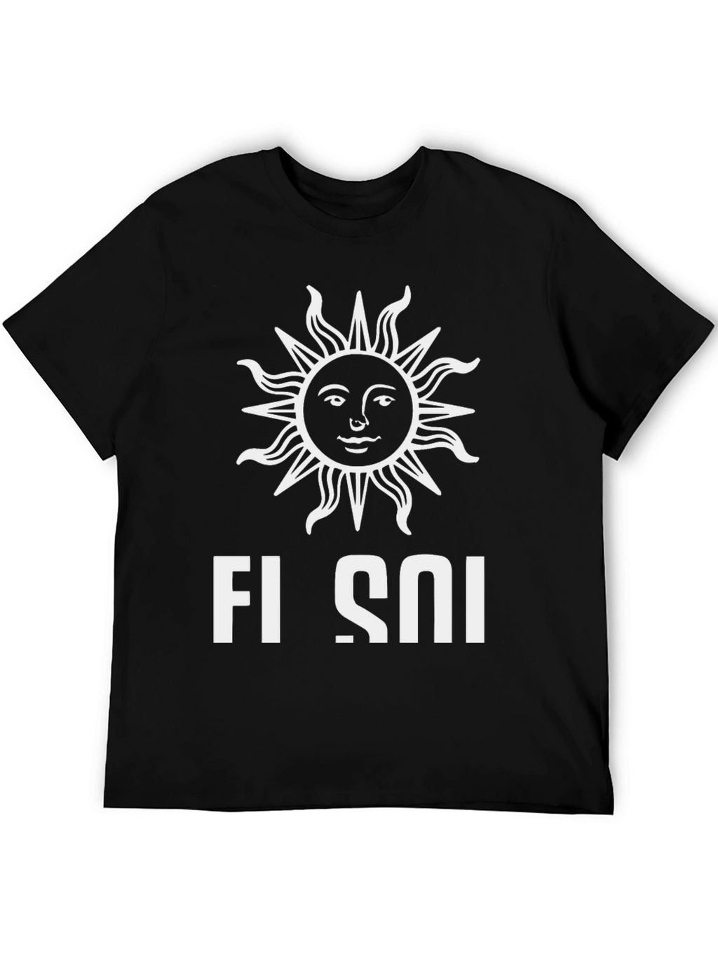Stylish Black T-Shirt with Sun Graphic Design
