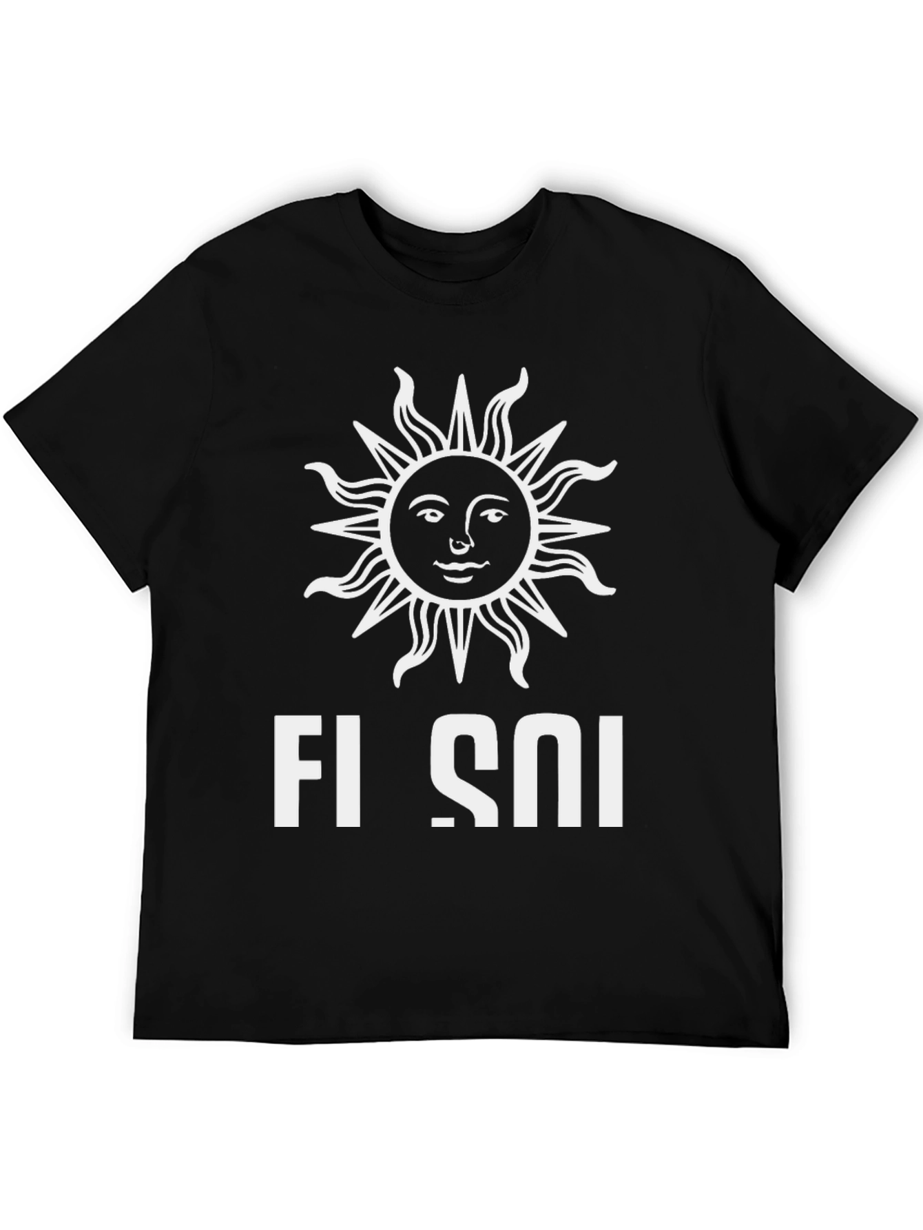 Stylish Black T-Shirt with Sun Graphic Design