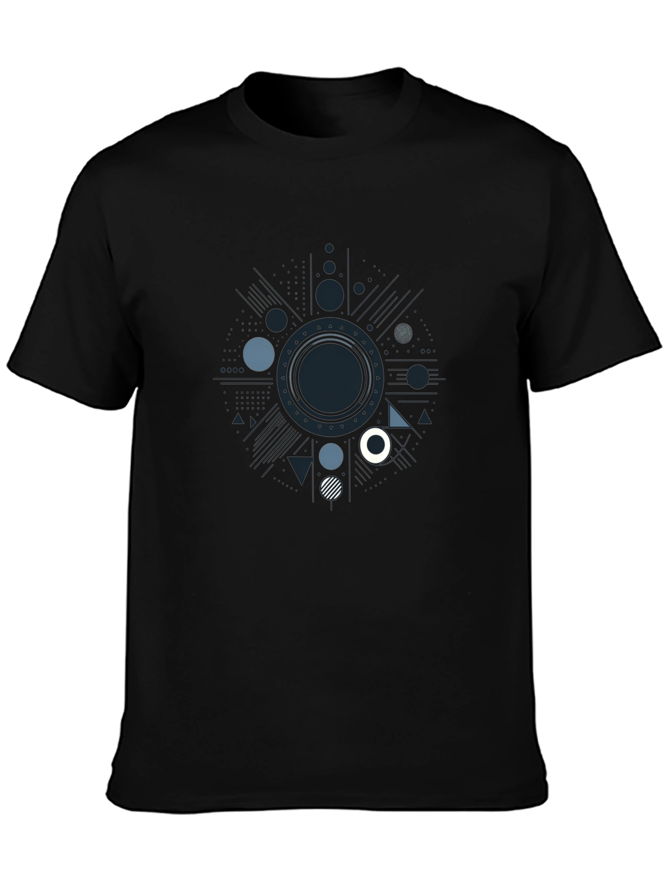 Geometric Patterned Black T-Shirt