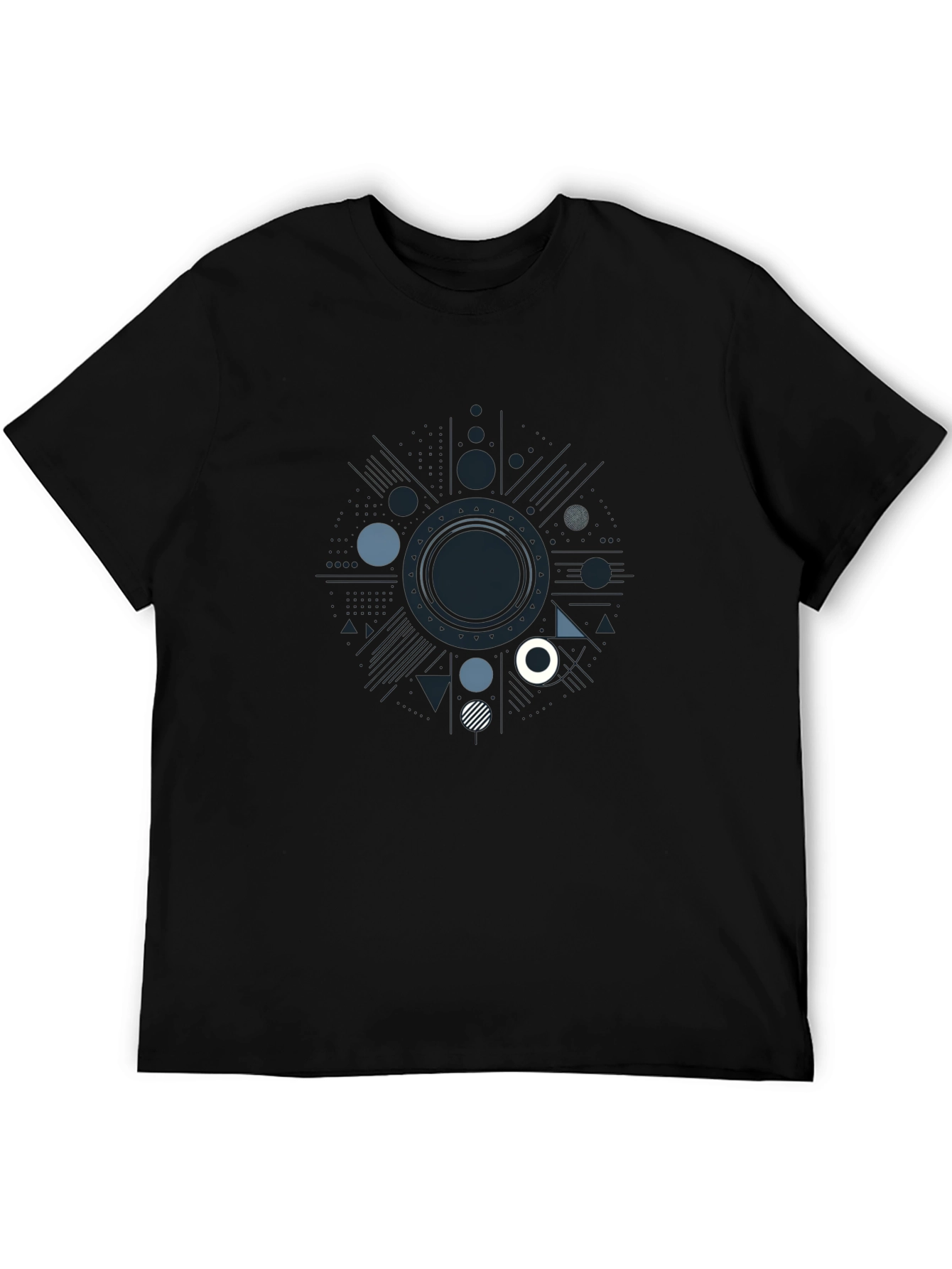 Geometric Patterned Black T-Shirt