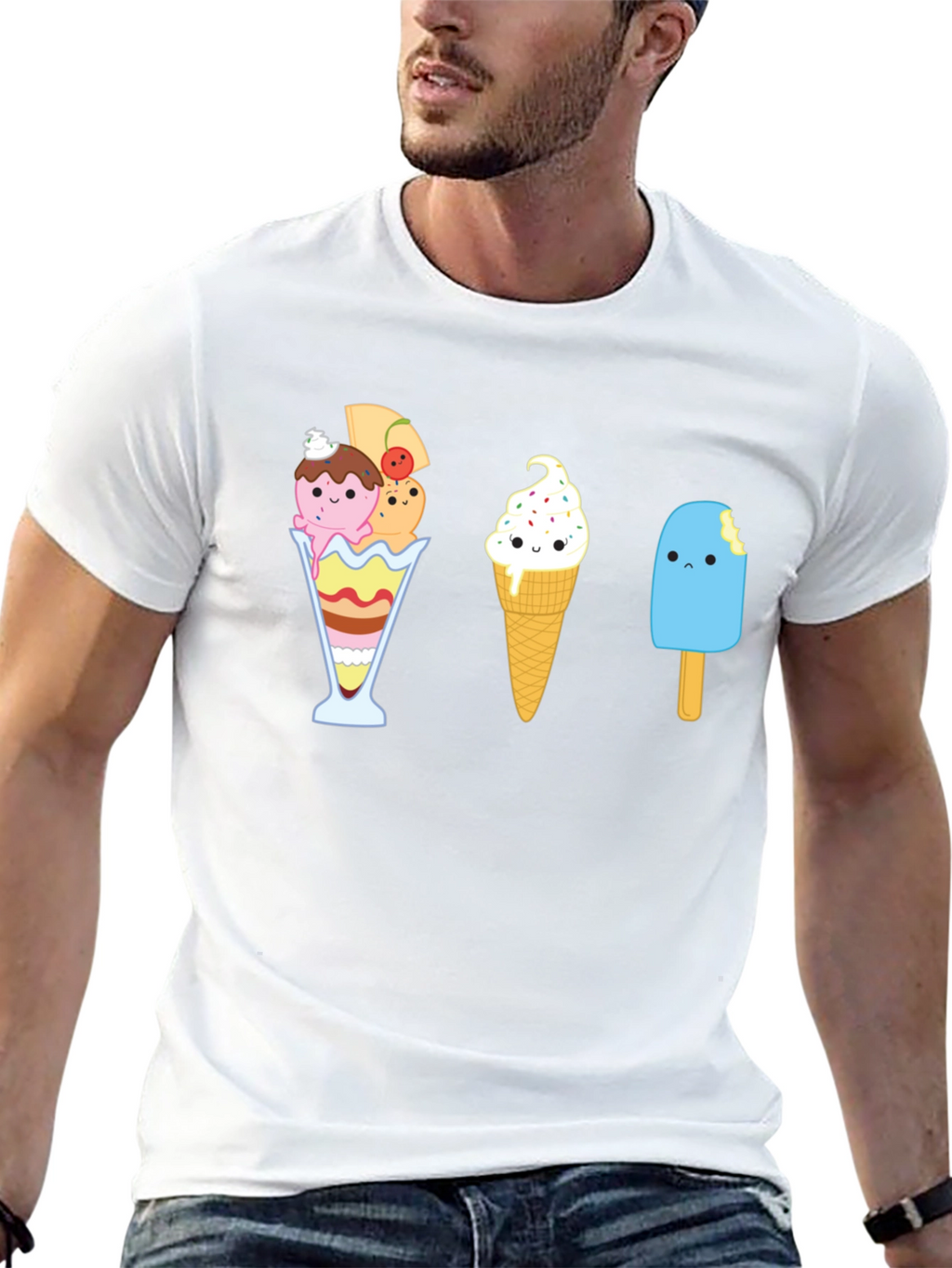 Cute Ice Cream Graphic T-Shirt - Unisex Black Tee