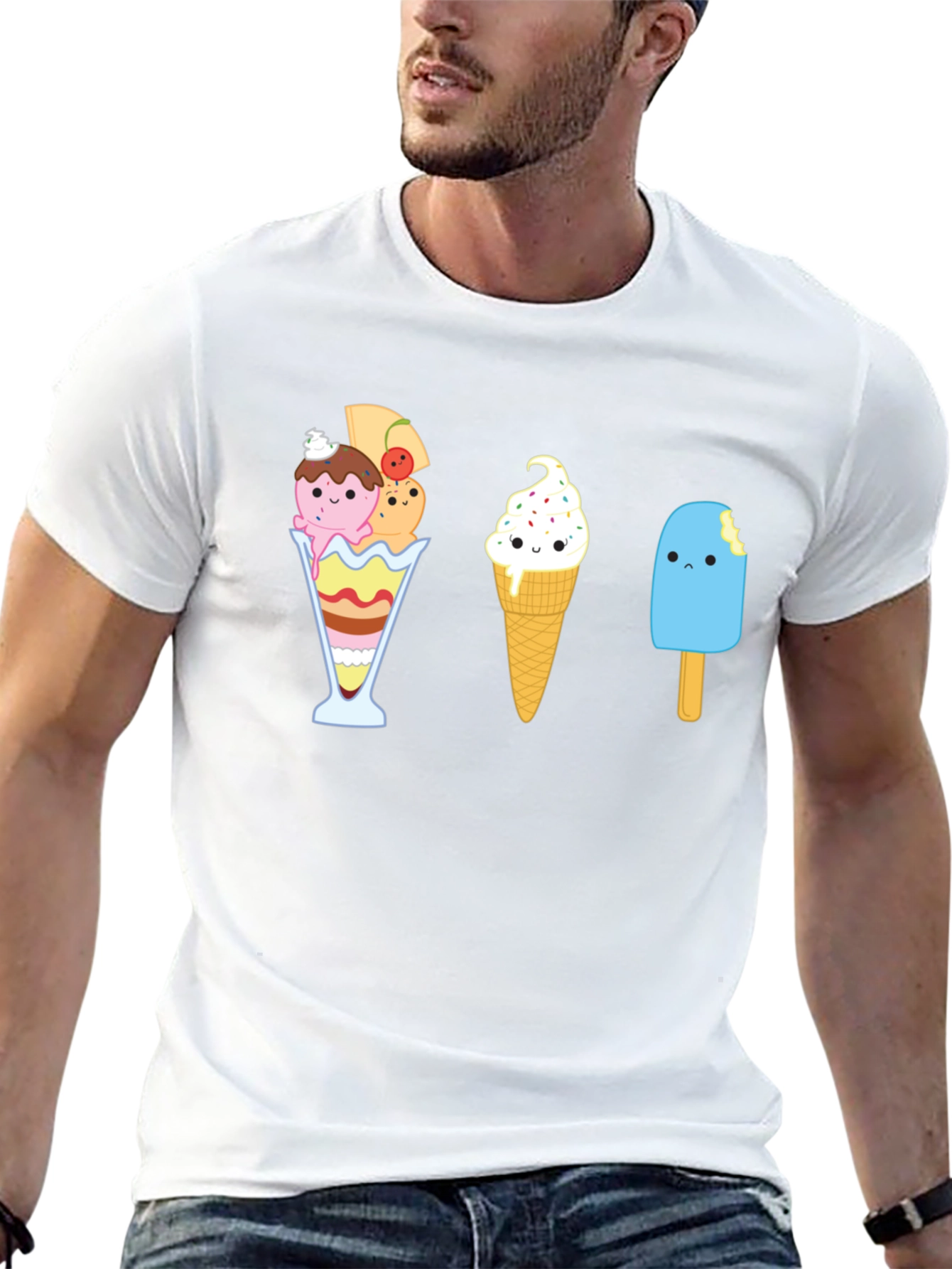 Cute Ice Cream Graphic T-Shirt - Unisex Black Tee