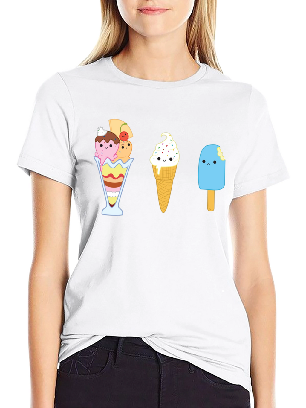Cute Ice Cream Graphic T-Shirt - Unisex Black Tee