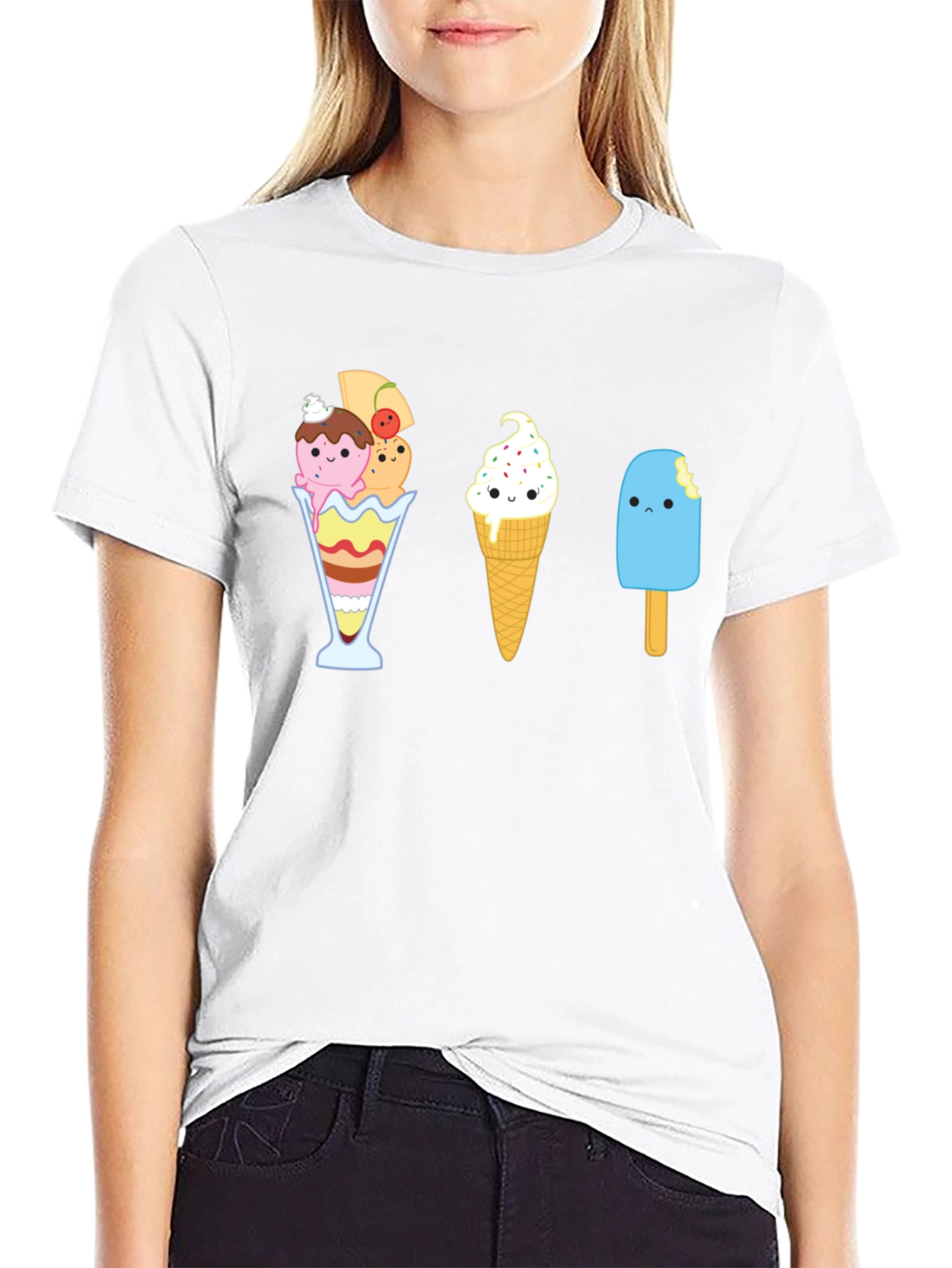 Cute Ice Cream Graphic T-Shirt - Unisex Black Tee
