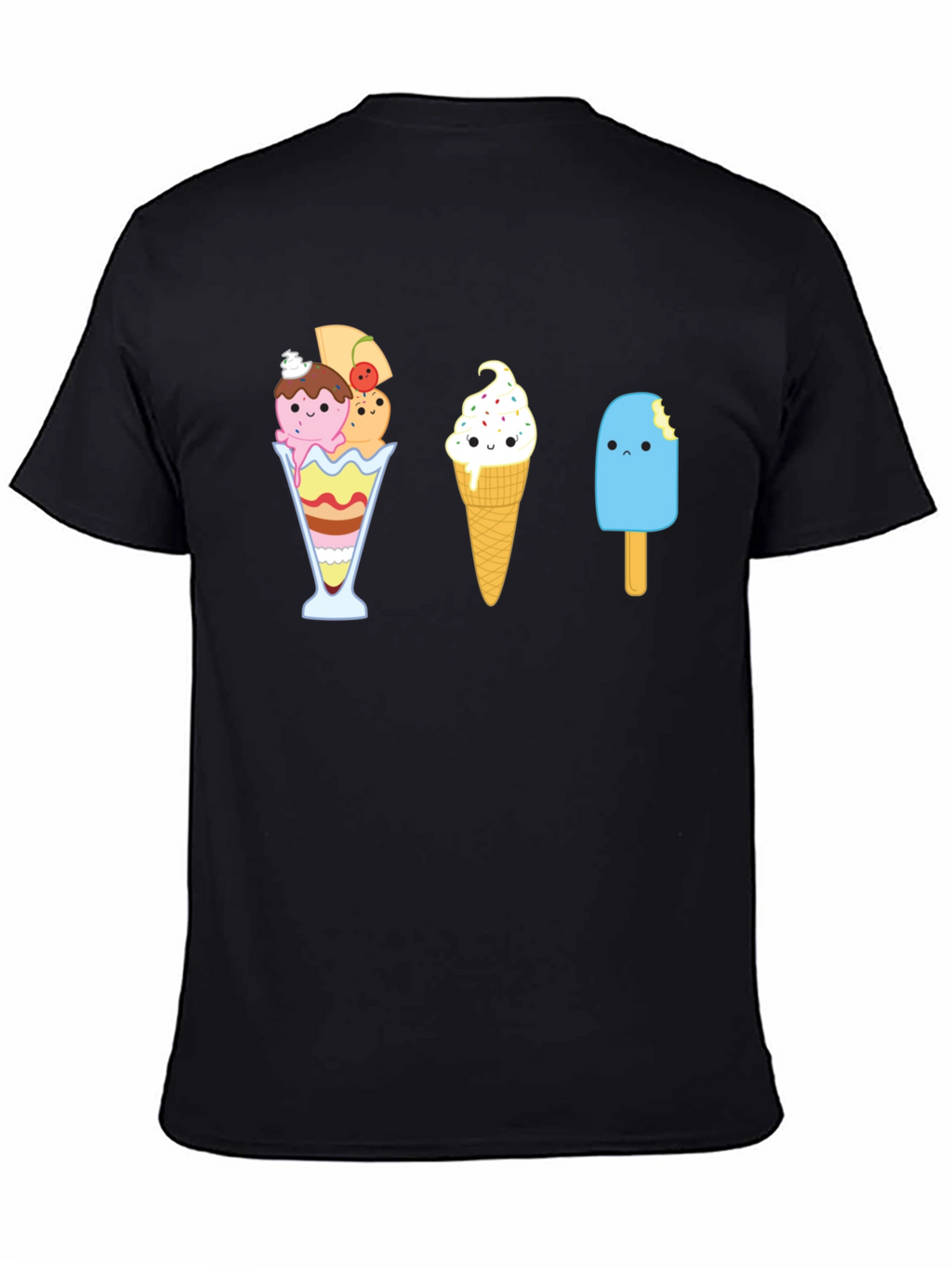 Cute Ice Cream Graphic T-Shirt - Unisex Black Tee