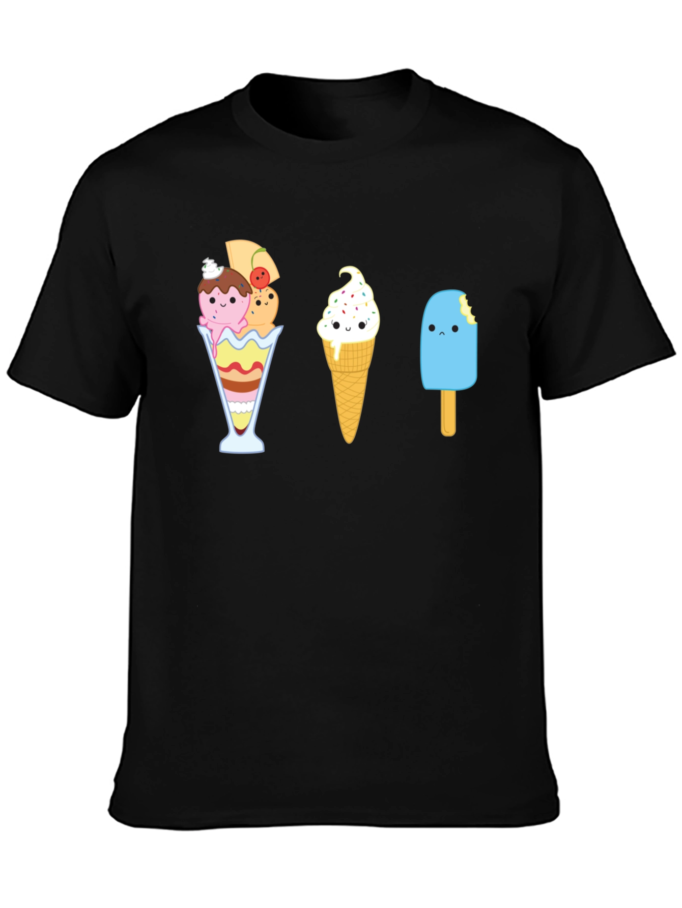 Cute Ice Cream Graphic T-Shirt - Unisex Black Tee