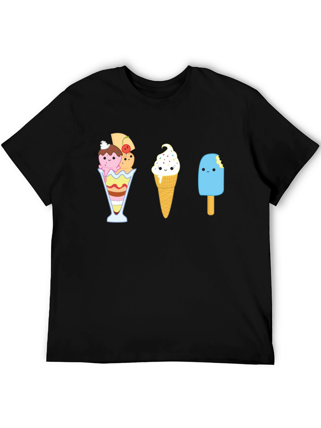 Cute Ice Cream Graphic T-Shirt - Unisex Black Tee