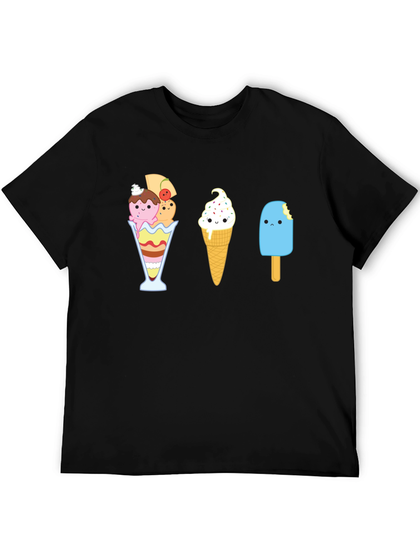 Cute Ice Cream Graphic T-Shirt - Unisex Black Tee
