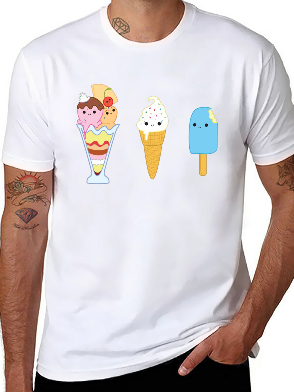 Cute Ice Cream Graphic T-Shirt - Unisex Black Tee