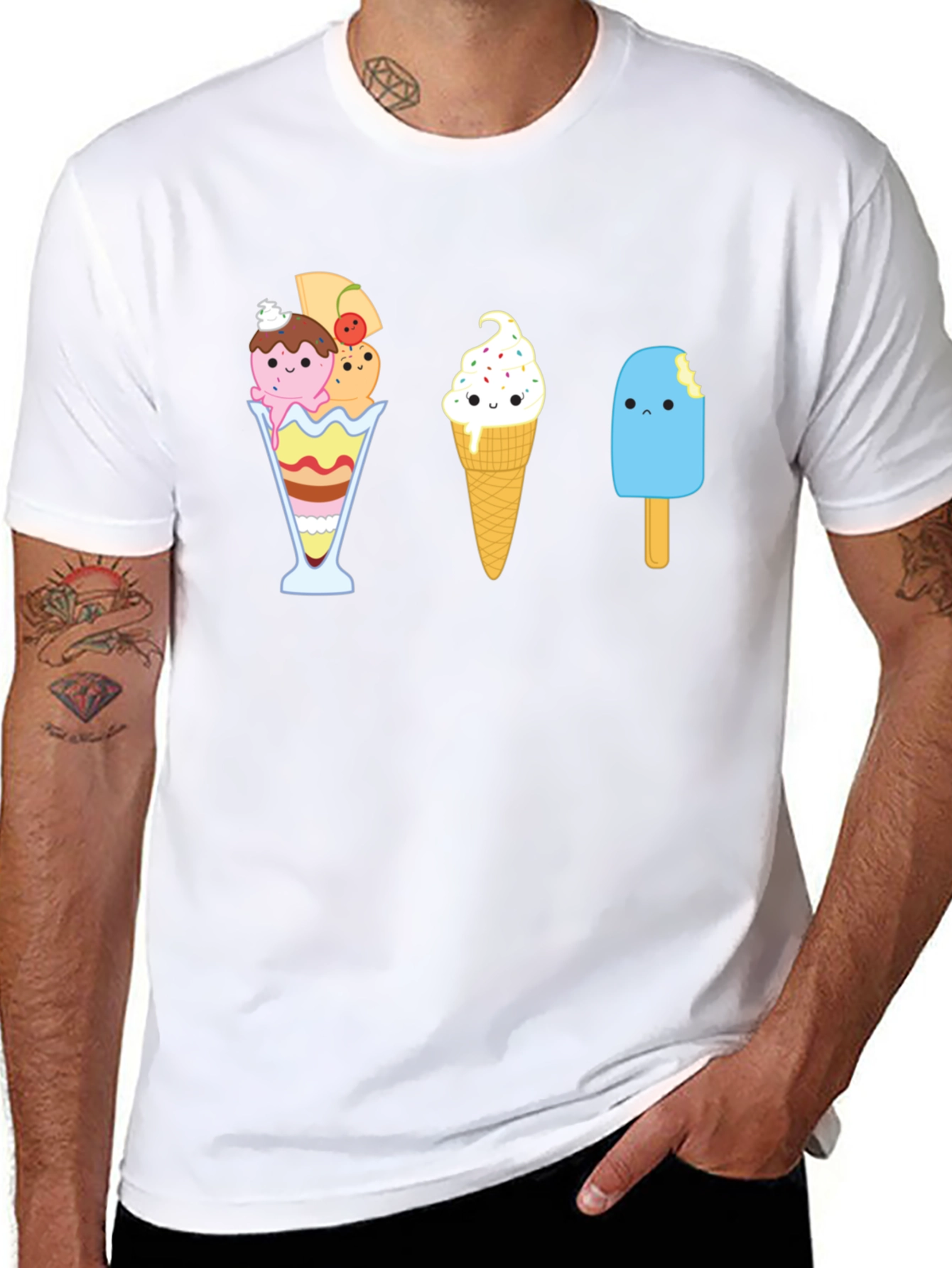 Cute Ice Cream Graphic T-Shirt - Unisex Black Tee