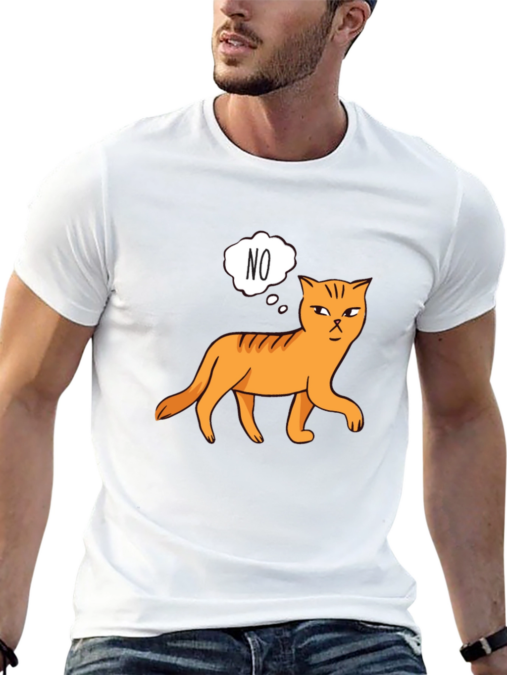NO Cat Graphic Tee - Unisex Black T-Shirt