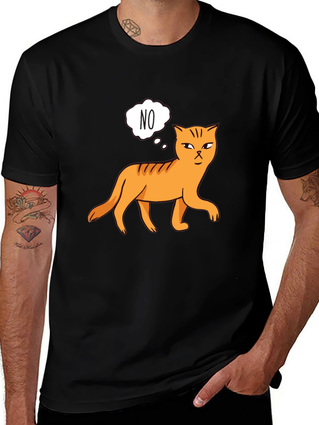 NO Cat Graphic Tee - Unisex Black T-Shirt