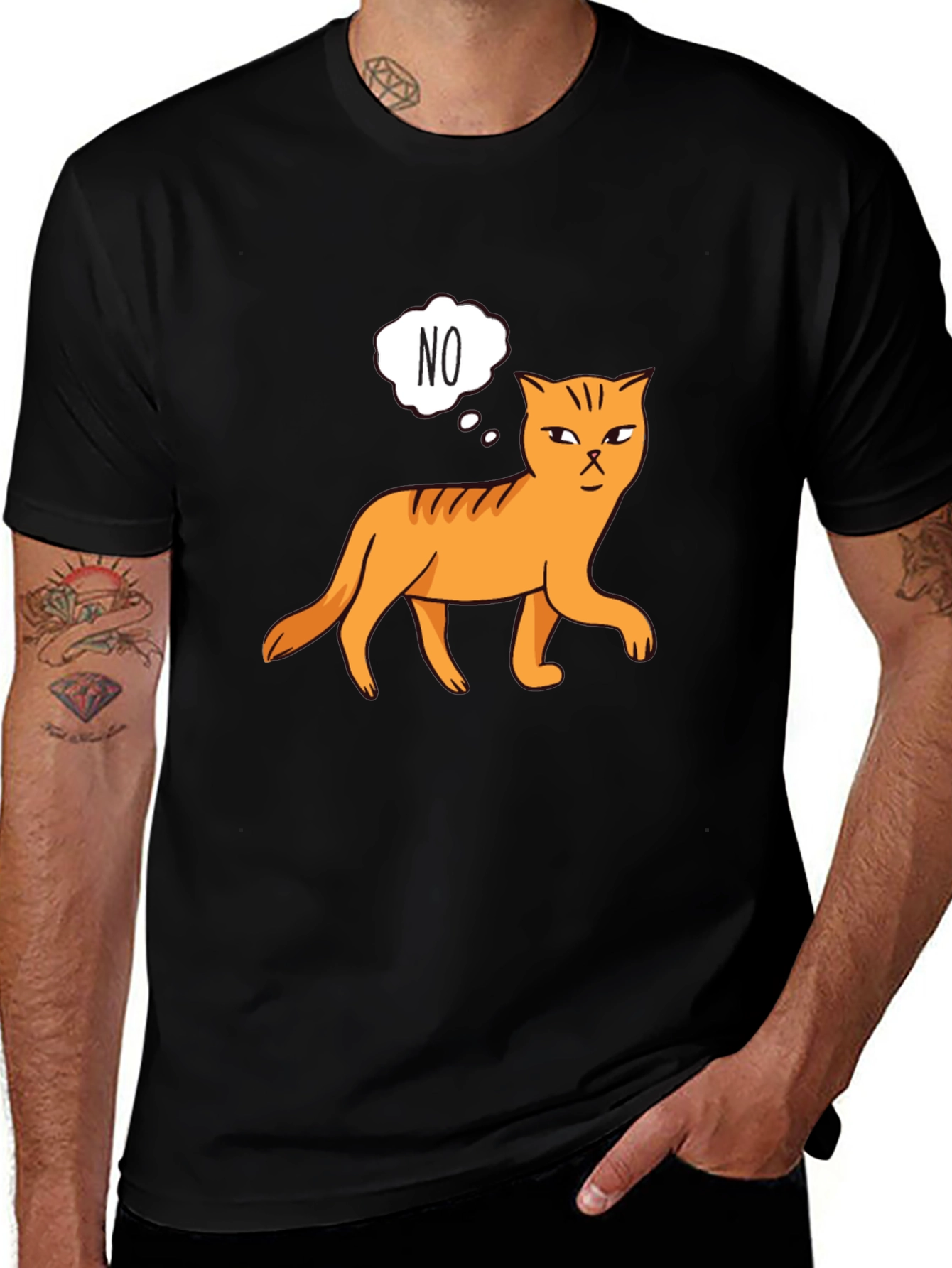 NO Cat Graphic Tee - Unisex Black T-Shirt