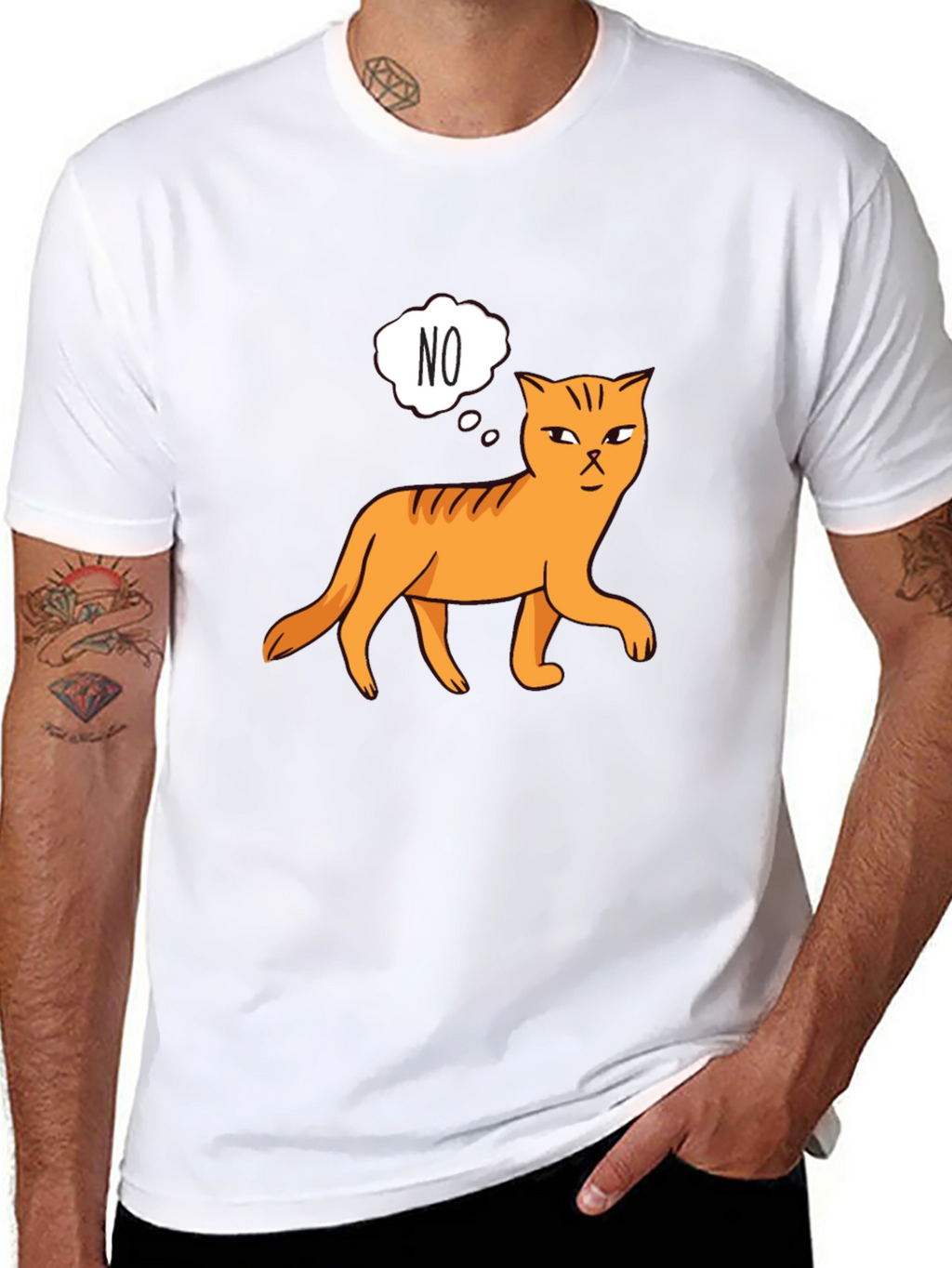 NO Cat Graphic Tee - Unisex Black T-Shirt