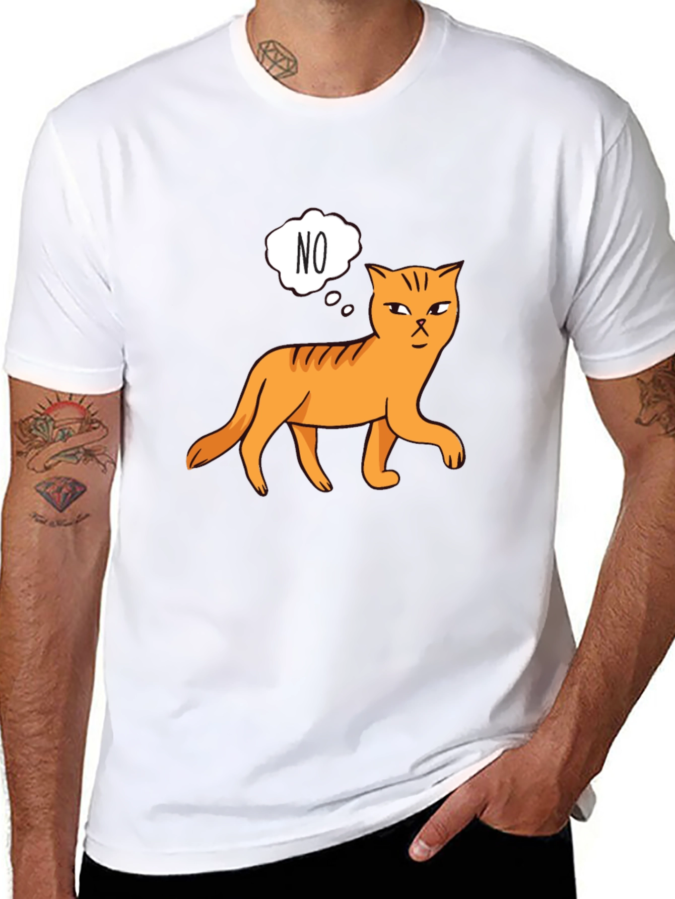 NO Cat Graphic Tee - Unisex Black T-Shirt