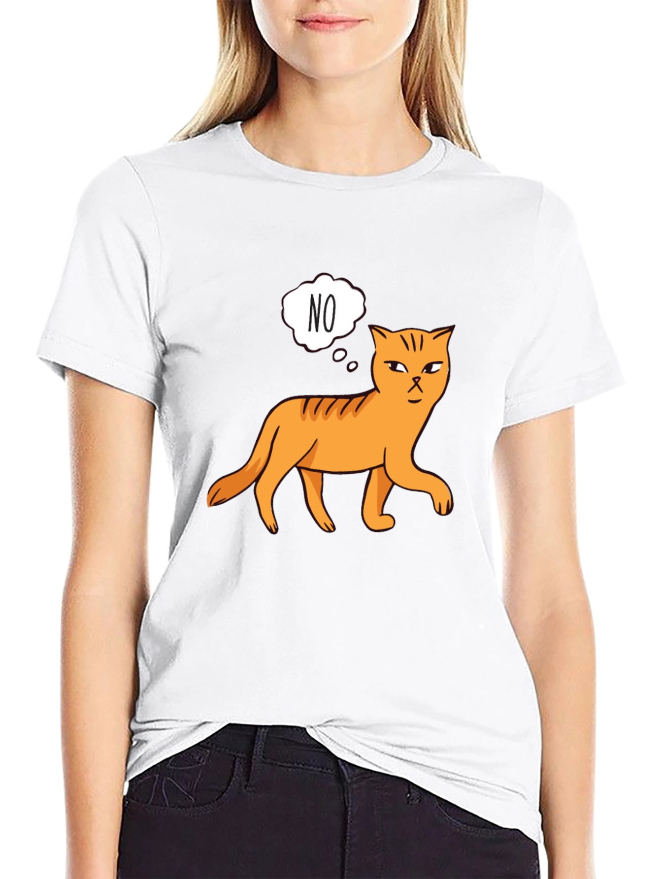 NO Cat Graphic Tee - Unisex Black T-Shirt
